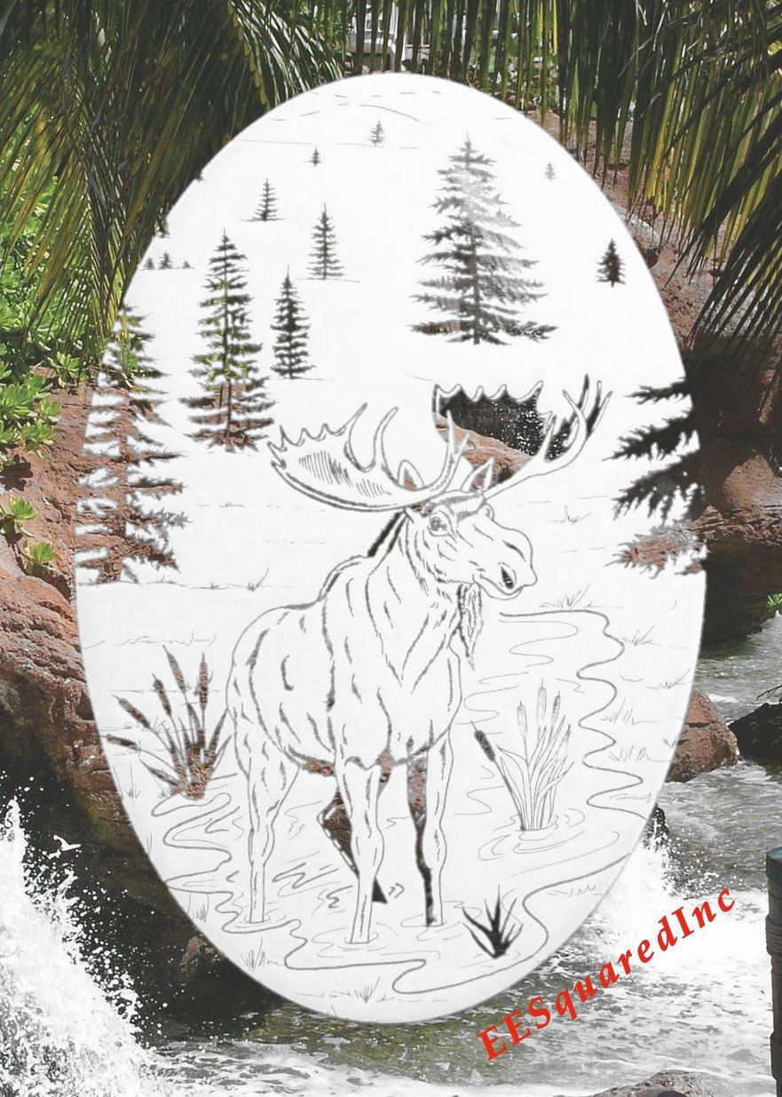 Moose Static Cling Window Decal OVAL 21×33 Western Decor for Sliding Glass Doors