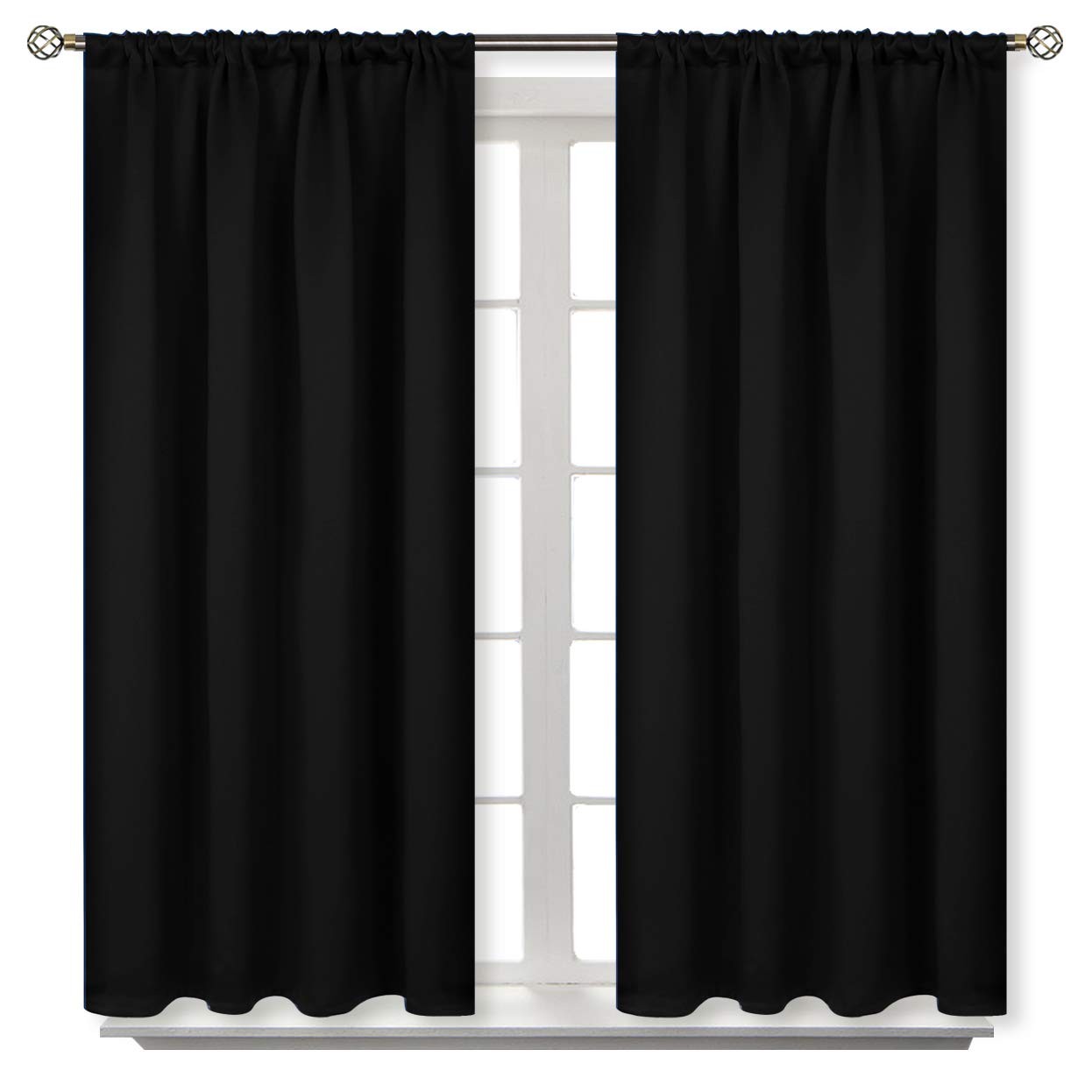 BGment Black Out Curtains 54 Inches Long for Bedroom – Rod Pocket Thermal Insula