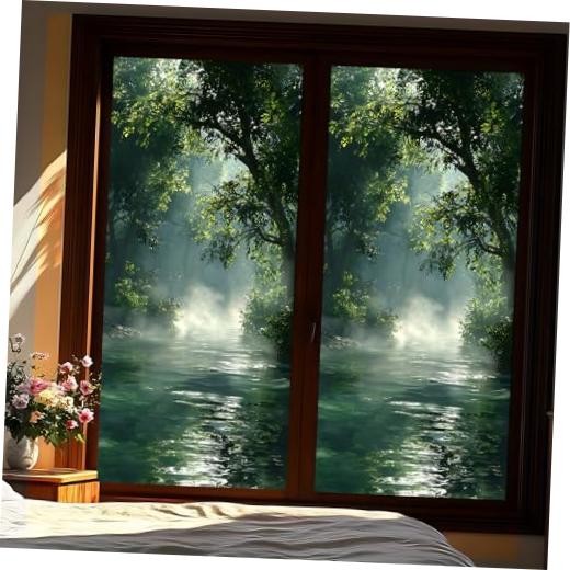 Decorative Scenic Frosted Window Film, Stained Glass 17.51×39.37 inches Fog