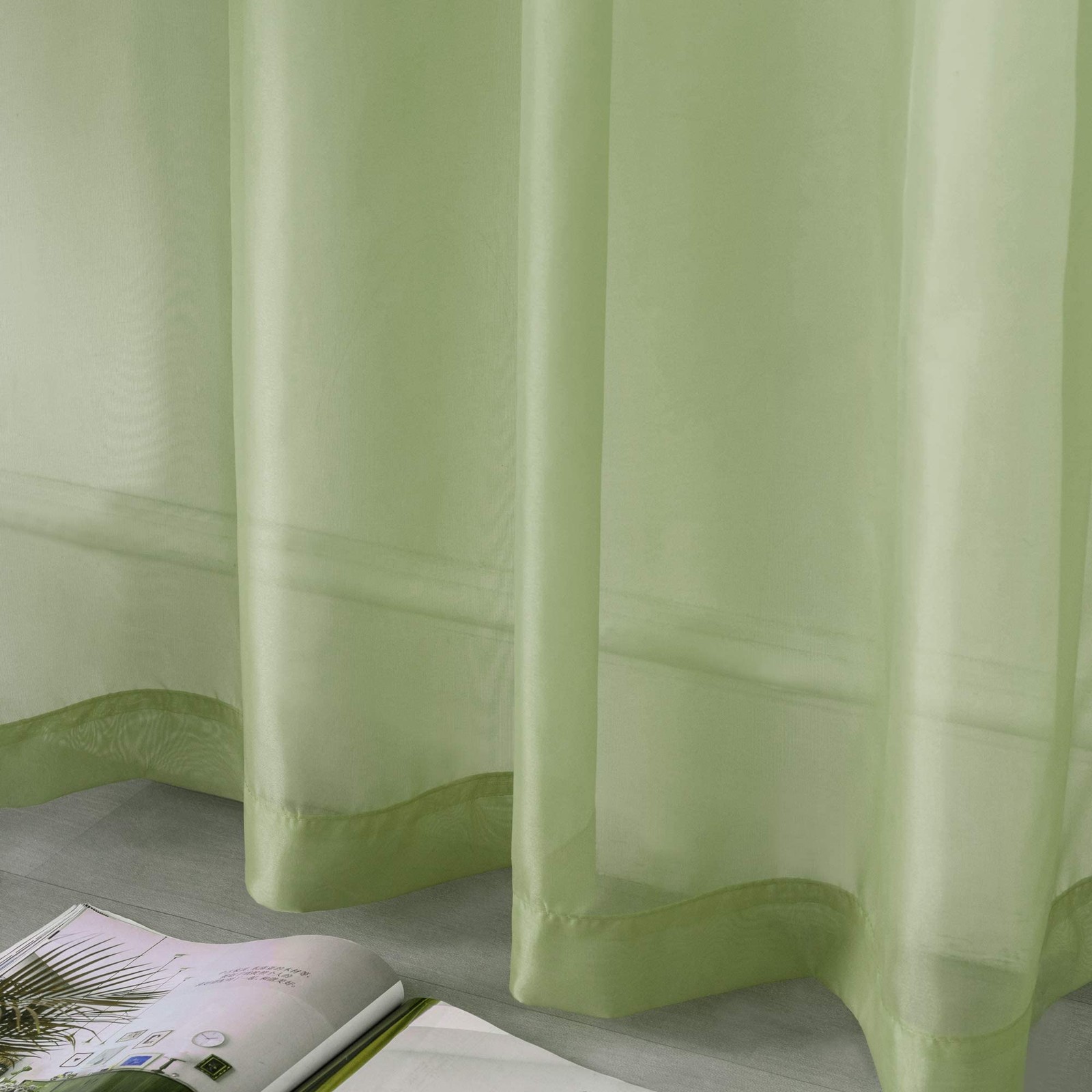Sage Green Sheer Curtains 96 Inch Length for Living Room 2 Panels Set Grommet…