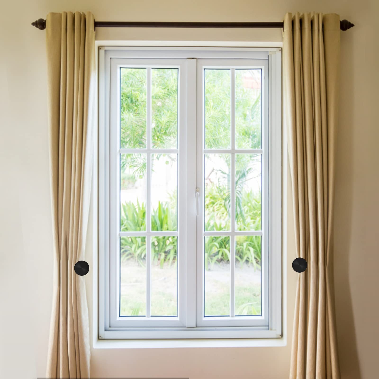 8 Pack Curtain Holdbacks – Metal Tieback Hooks for Drapes & Drapery, Black