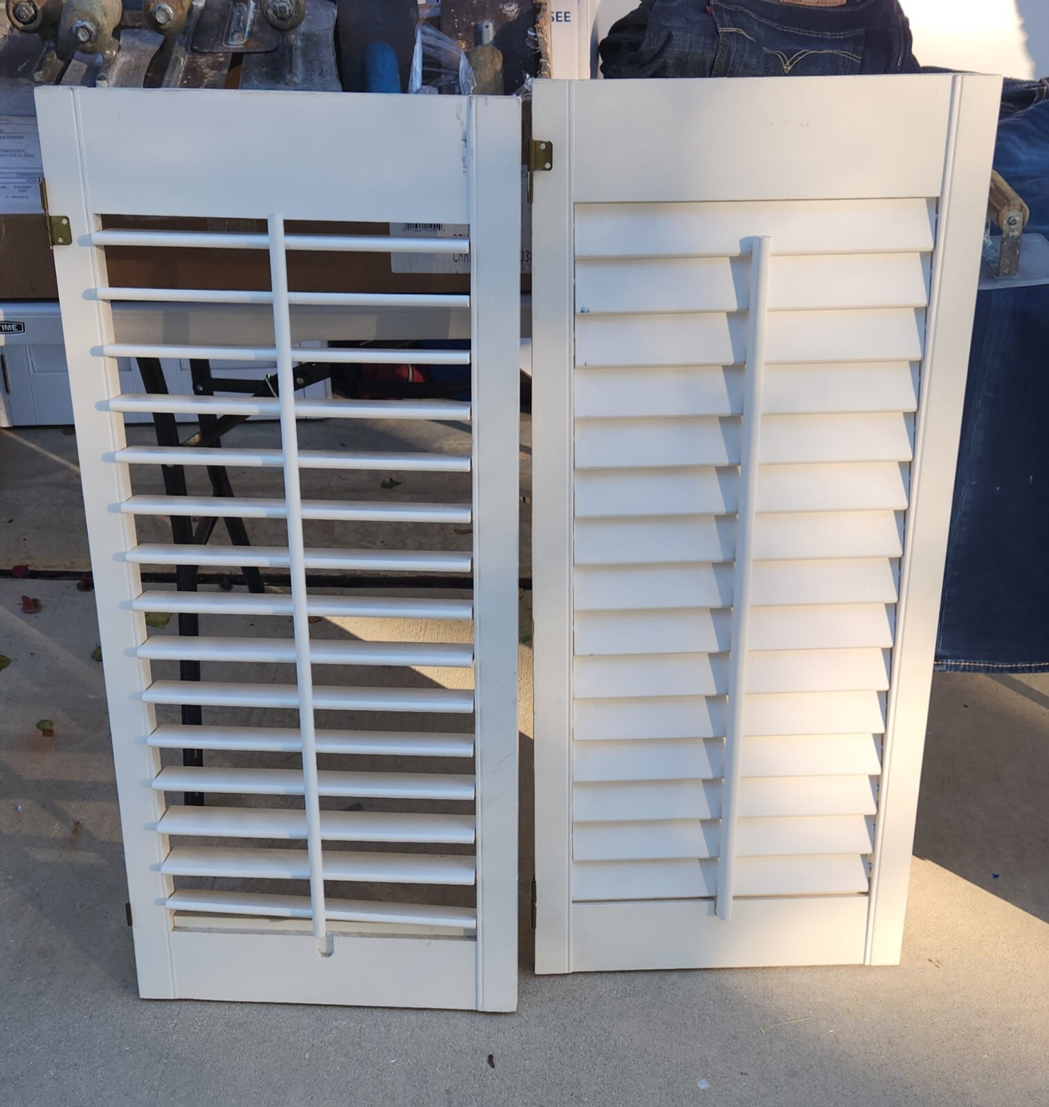 38″ Tall x 17″ Wide Wood Interior Louver Plantation Window Shutters VTG