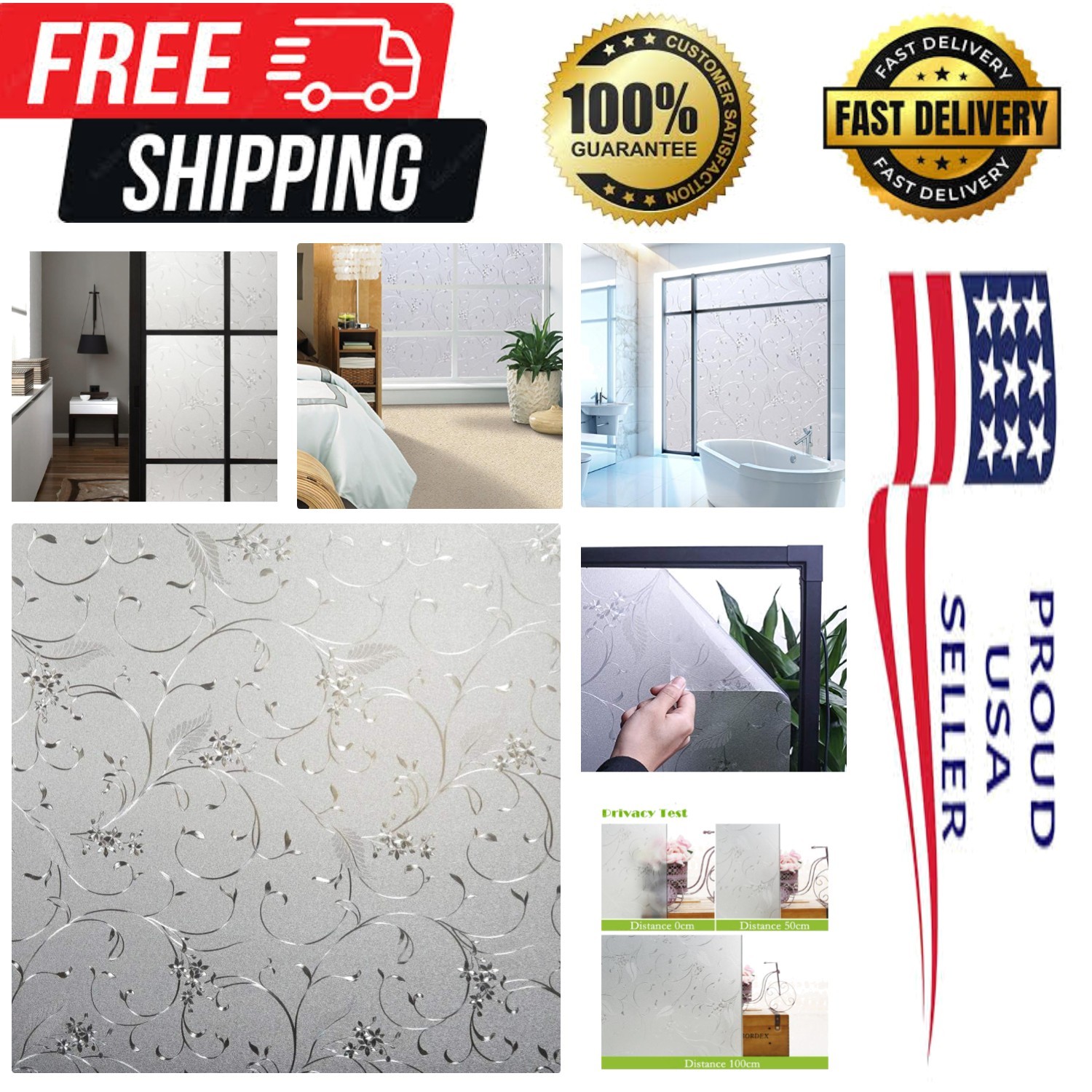 Elegant Frosted Glass Window Privacy Film – Static Cling UV Protectant 17.7″x…