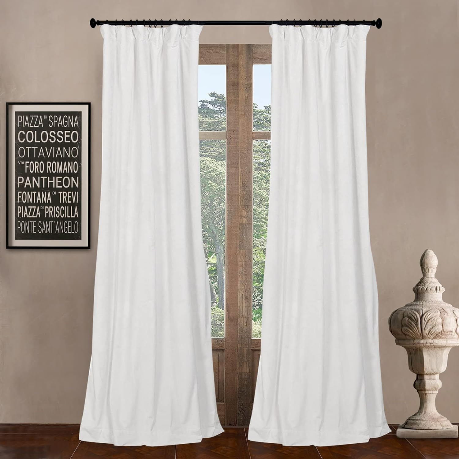Pinch Pleated Lined Blackout Curtains 96 Inches Long, Luxury Velvet Weighted The