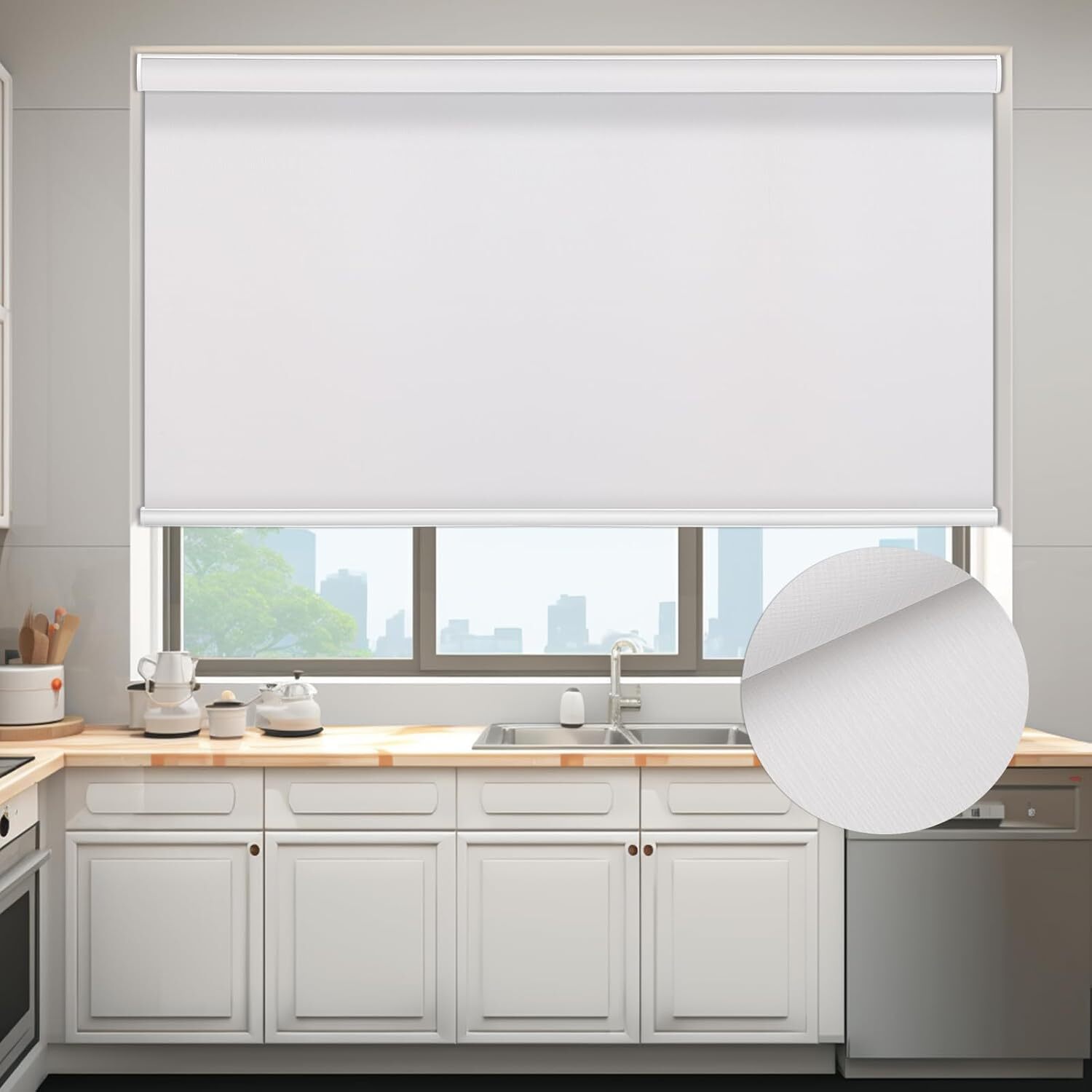 Changshade Blackout Window Blinds Cordless Roller Shade Roll-up Shade Easy Fit
