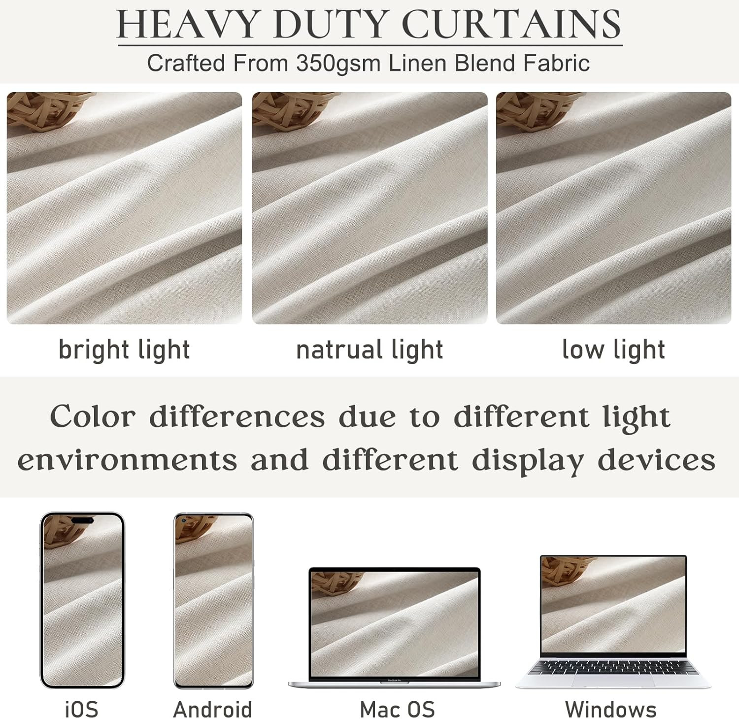 Luxury 108″ Blackout Curtains for Sliding Glass Doors, 2 Panels, Cream Beige
