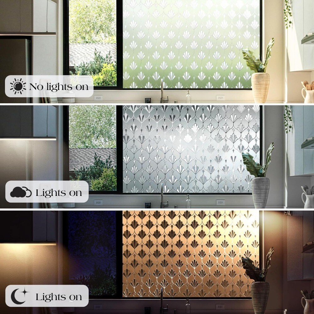 rabbitgoo Privacy Window Film Frosted Static Cling Decorative Glass Sticker