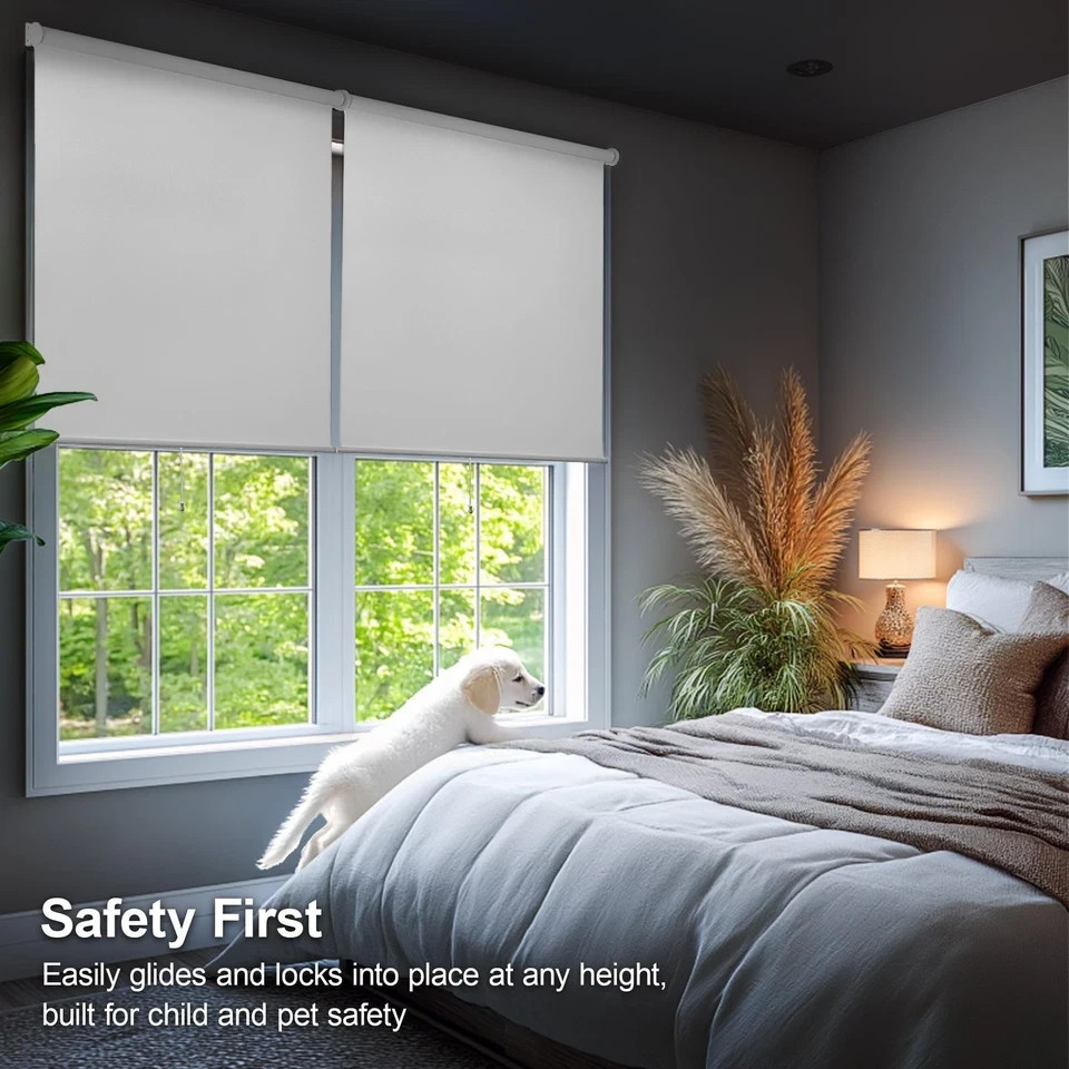 CHICOLOGY 34″x72″ Blackout Roller Shade Cordless Window Blind White Room Privacy