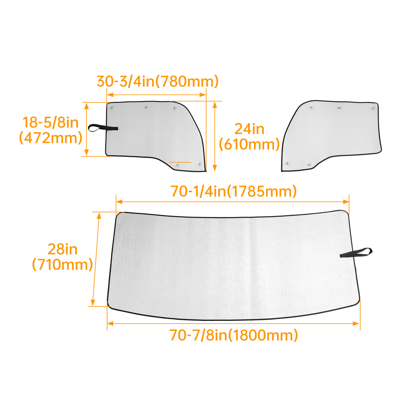 Front & Side Door Windshield Window SunShade Set For Kenworth T680 2013-2025