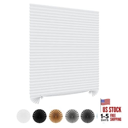 Window Blinds Cordless No Drill Cut to Size Clip On 24″W x 59″H White – 1 Pack