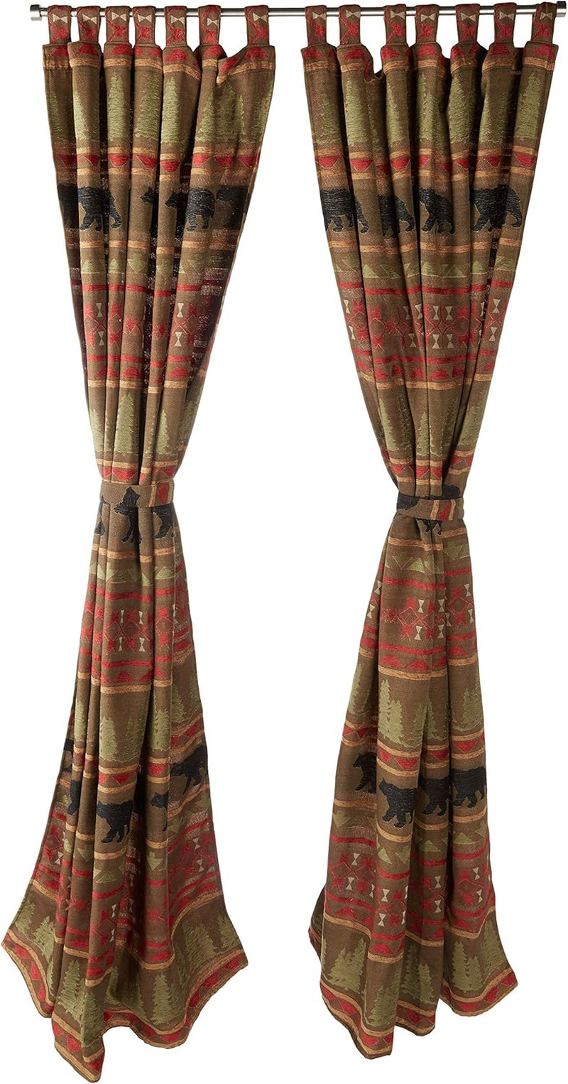 Bear Country Woven Chenille Curtain Panel Set – 2 Panels, 54″ x 84″ Each