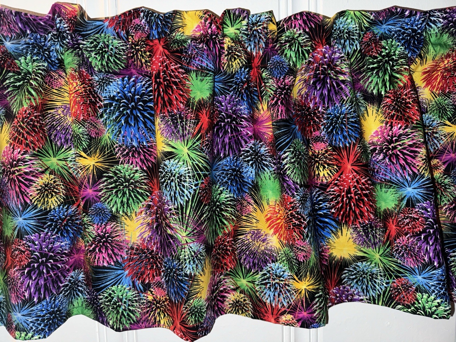 Fireworks Window Valance Curtains 4th Of July Fireworks Memorial Day Decor 42×14