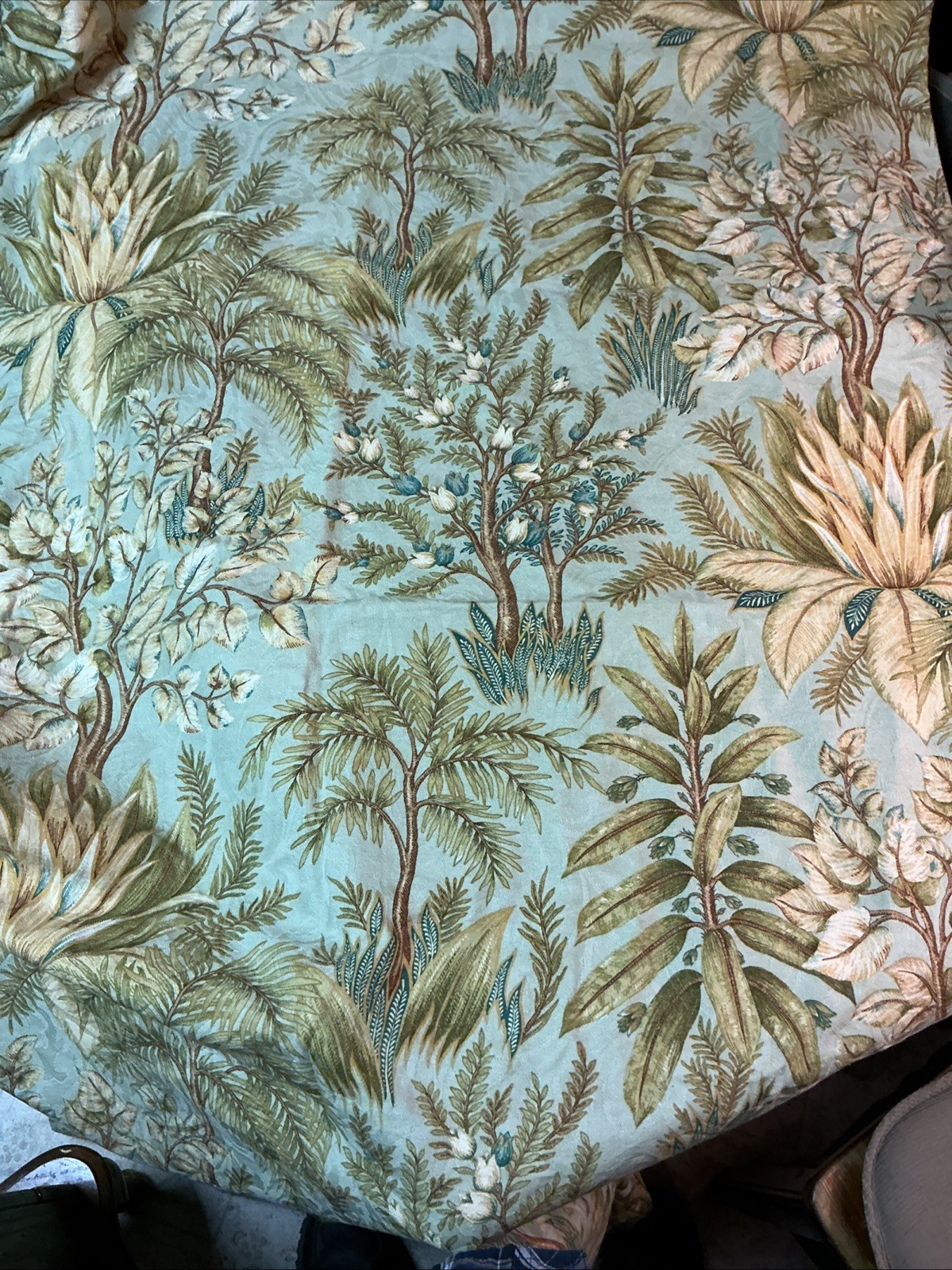Lovely tropical theme pale turquoise Blue lined curtain panel/drape Tommy Bahama