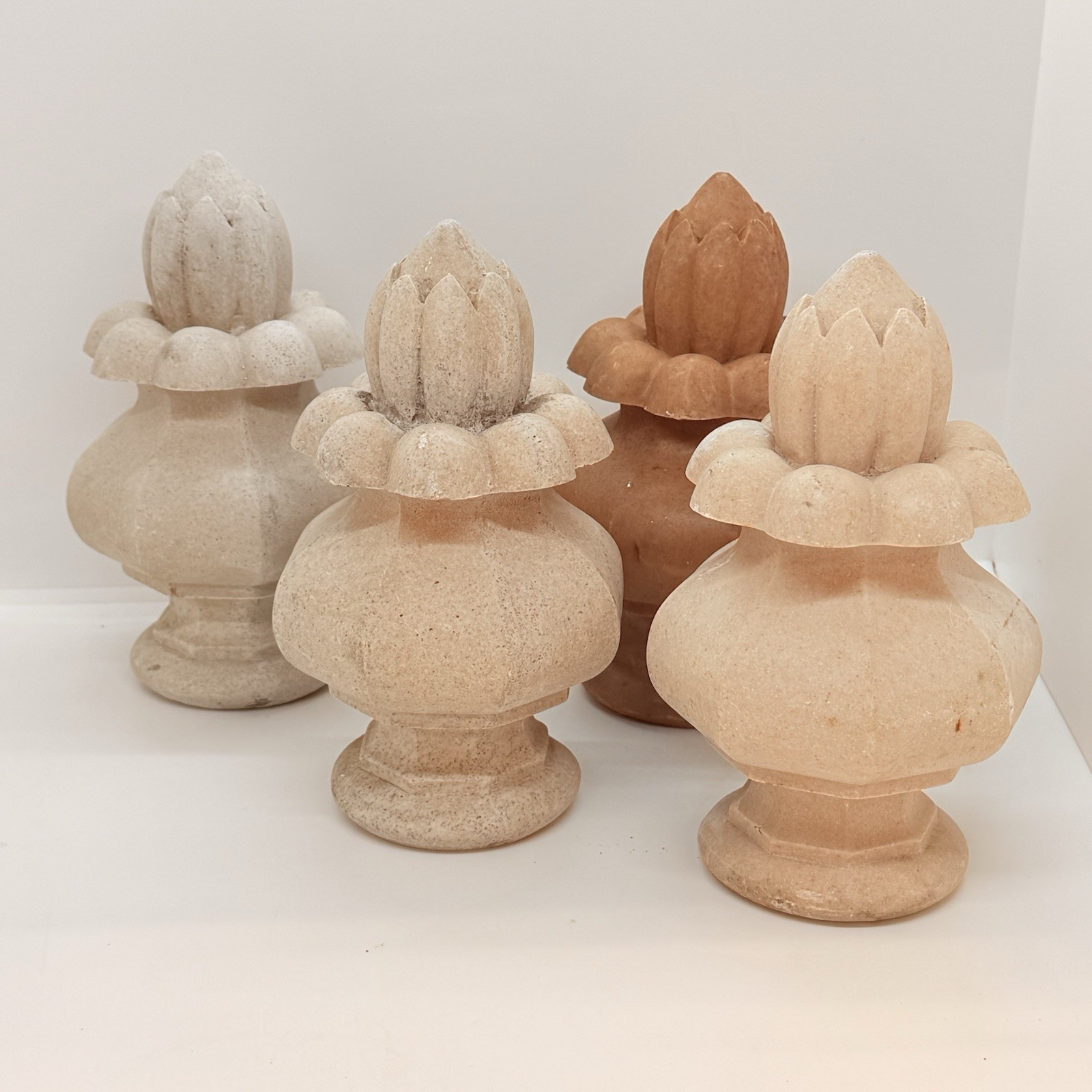 Set Of 4 Large Unfinished Decorative Resin Flower Curtain Rod Finials
