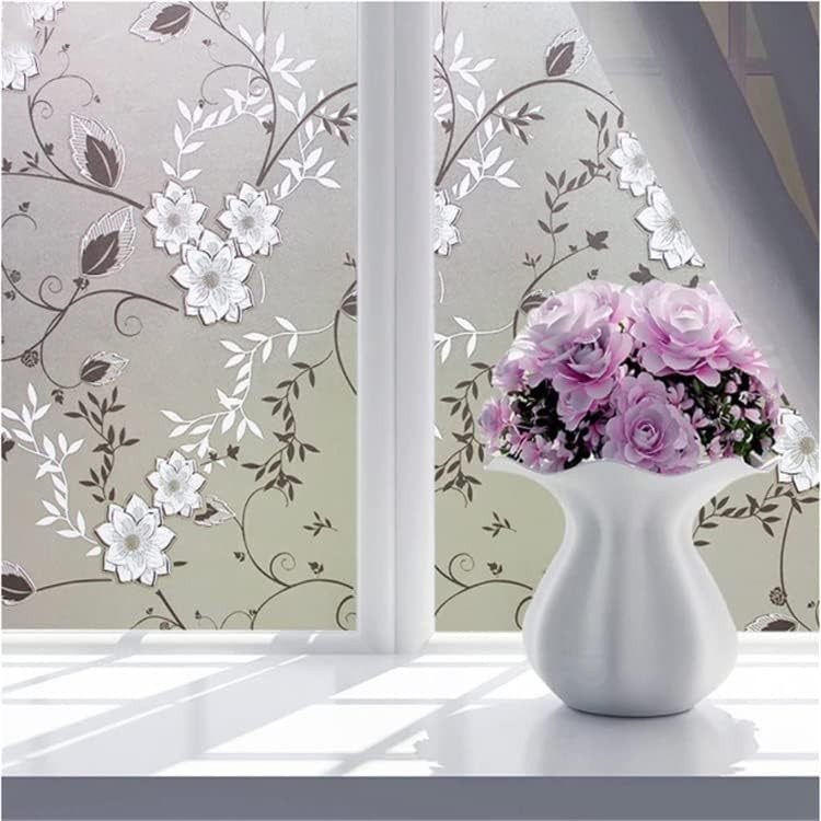 Window Privacy Film for Glass, Floral Removable Static Film, 17.5×78.7 Inch