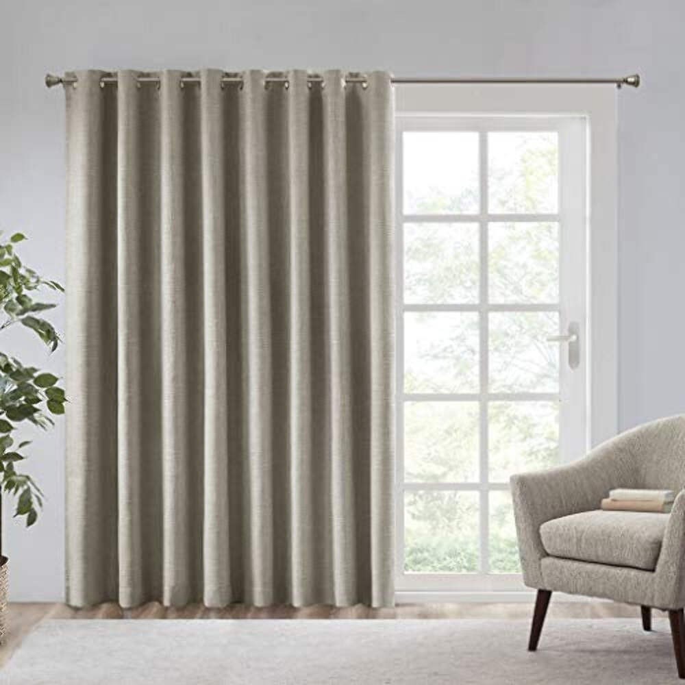 SUNSMART Maya Blackout Curtain Patio Single Window, Textured Heatherd Print, Gro
