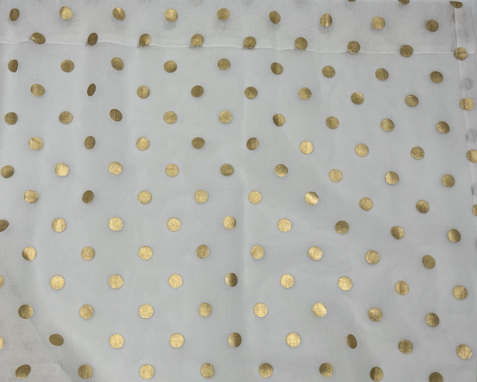 Your Zone Sheer White Gold Metallic Dot Set Of 4 Curtain Panels 50″ W x 84″L EUC