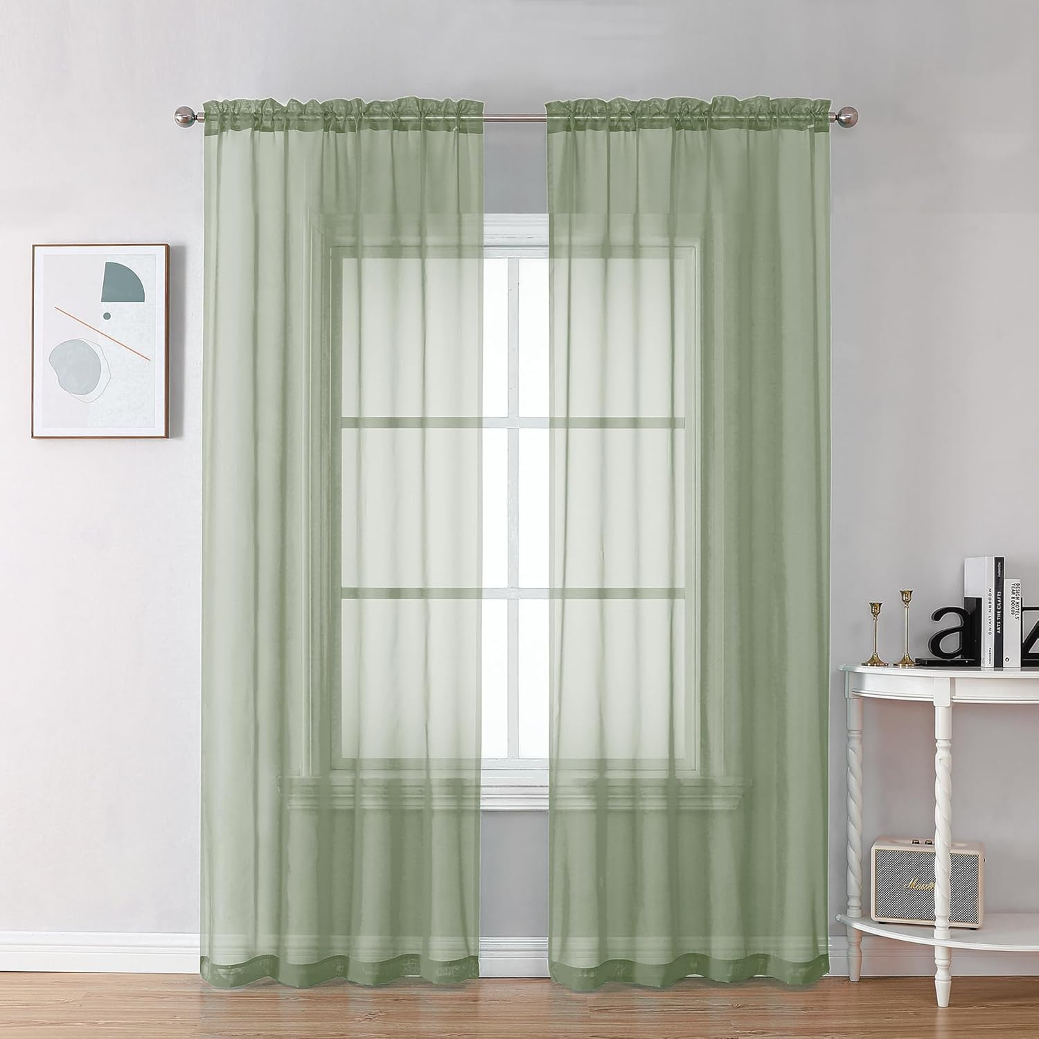 Bedroom Curtains 2 Panel Sets 84″ Inch Length – Transparent Light Weight Soft Wi