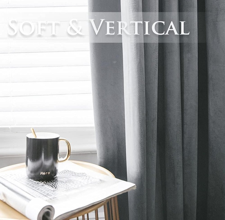 Light Grey Curtains Velvet Blackout Drapes Grommet Design Thick 2 Panels 96 X 52
