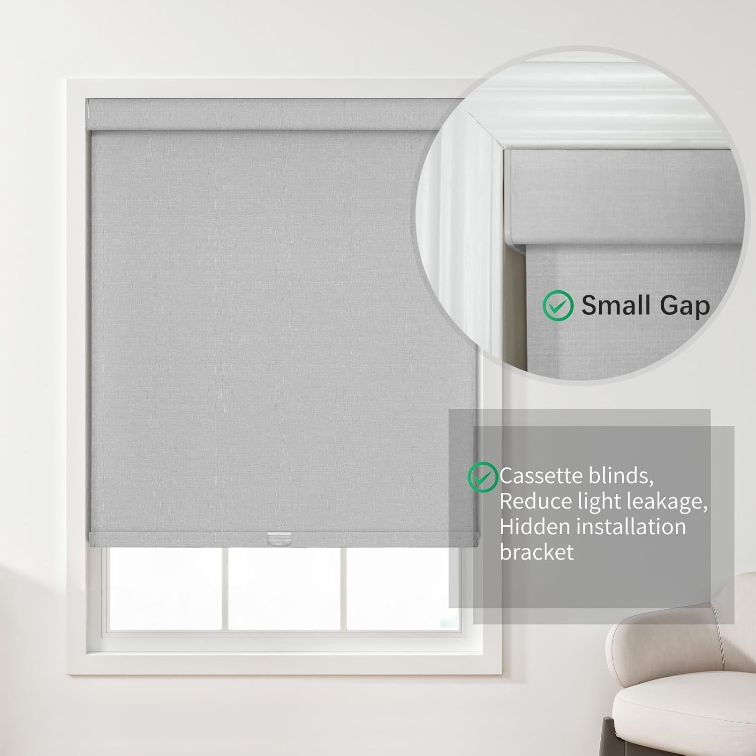 NUTRO CHILL Cordless Blackout Roller Blinds Light Grey 23×72 #R017