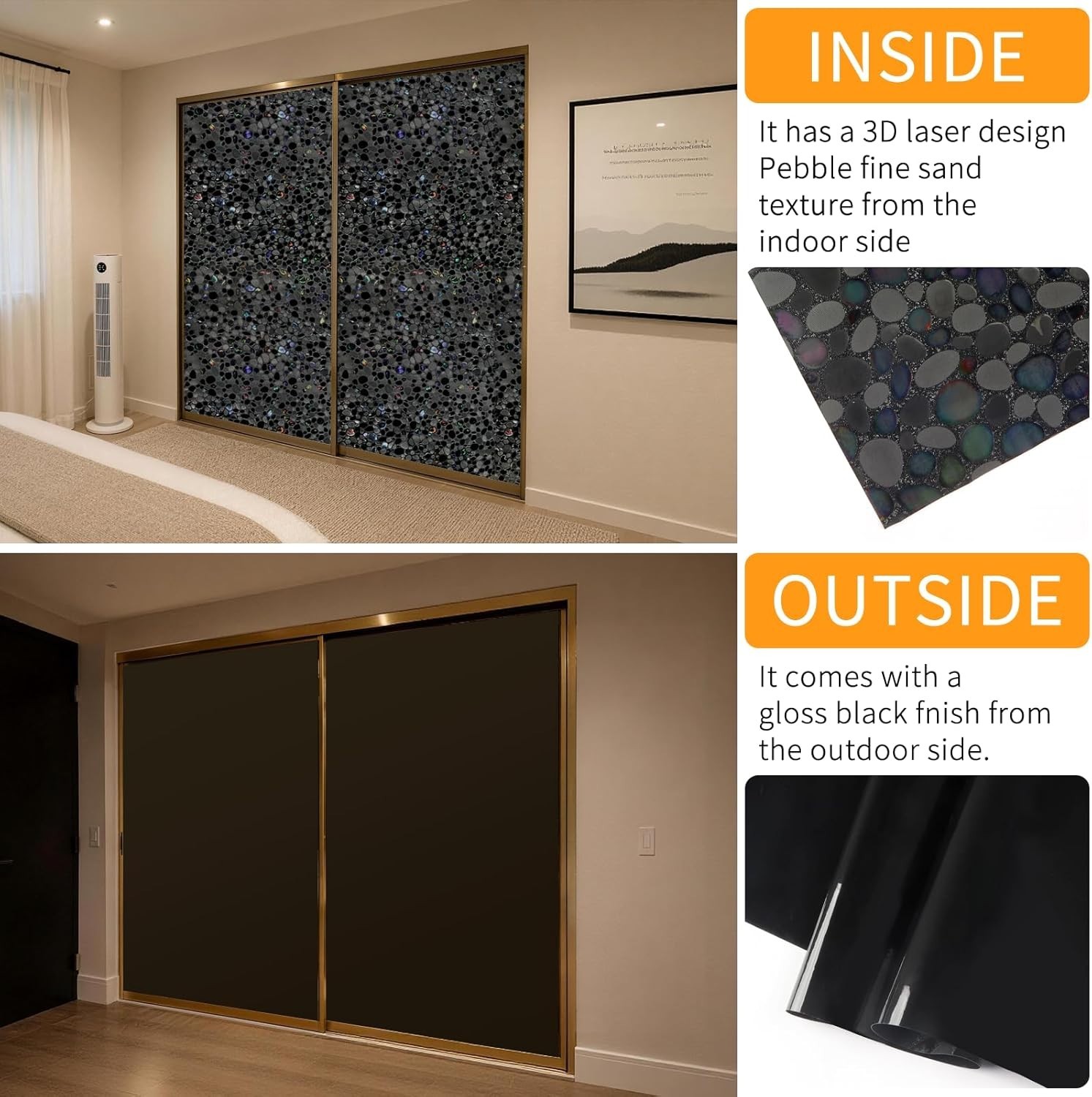 Total Blackout Window Film Privacy, 100% UV Blocking, Dark Window Tint for Home