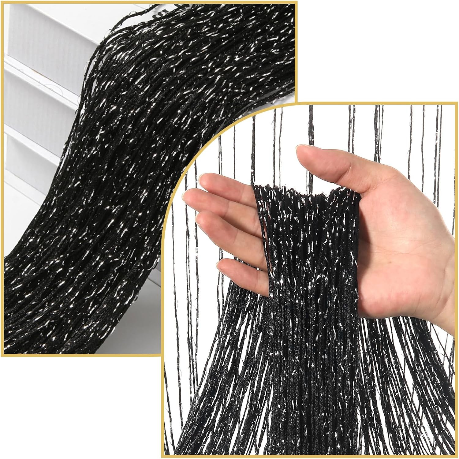 6 Pack Black Door String Curtains 39” X 79” Decorative Doorway Bead Curtains
