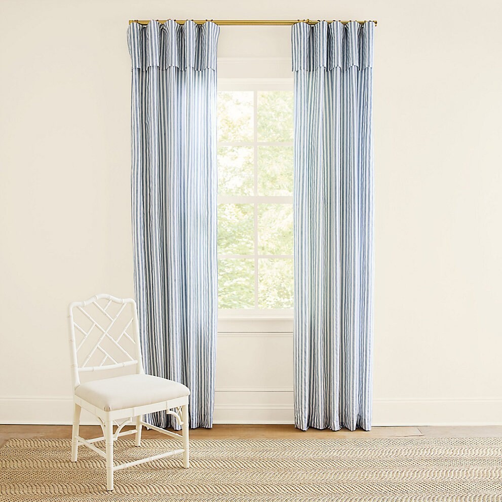 Ballard Designs Classic Stripe Ruffled Drapery Panel…