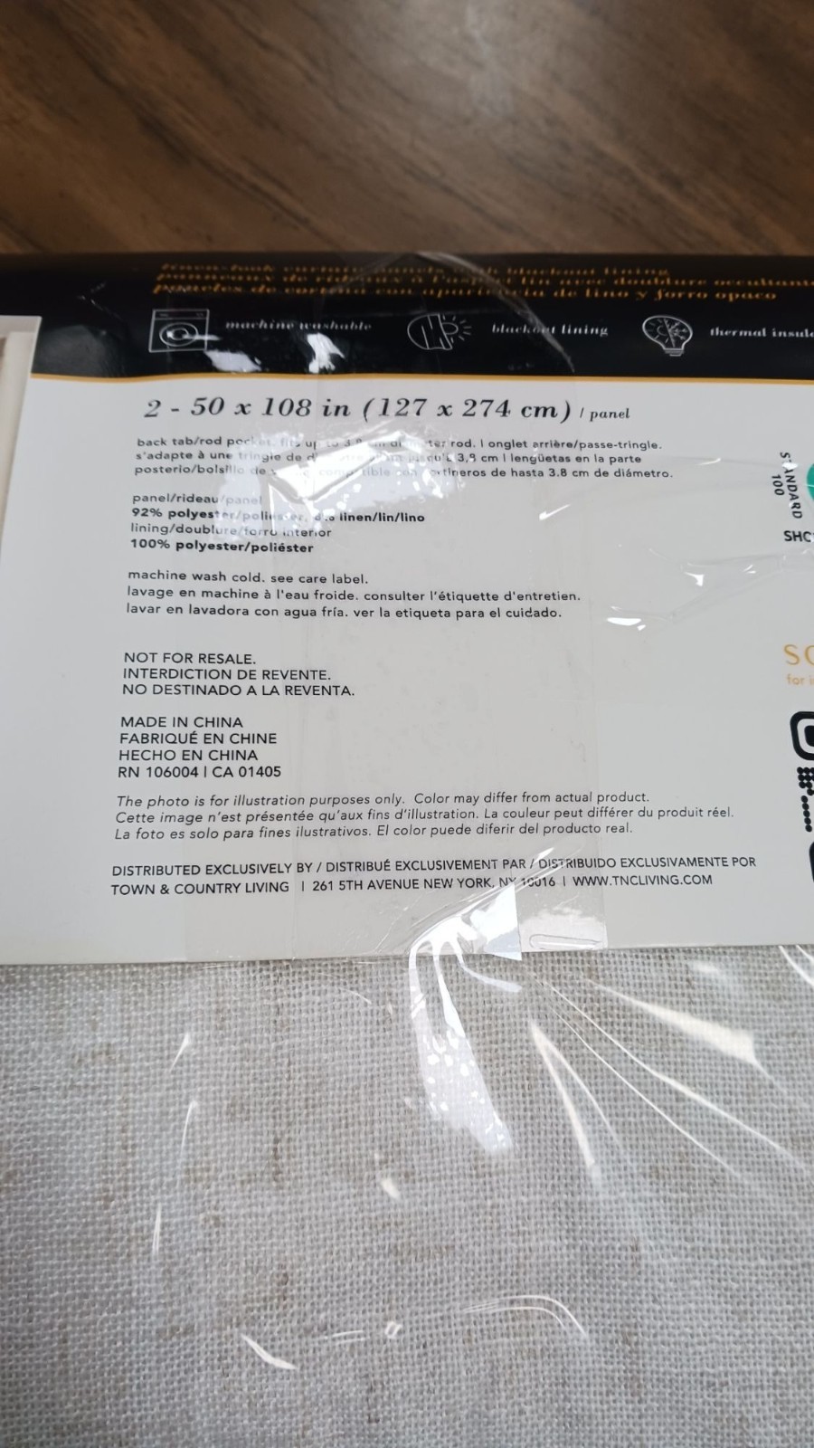 Town & Country Luxe Curtains Cream 2 Panels 50in x 108in New Open Package