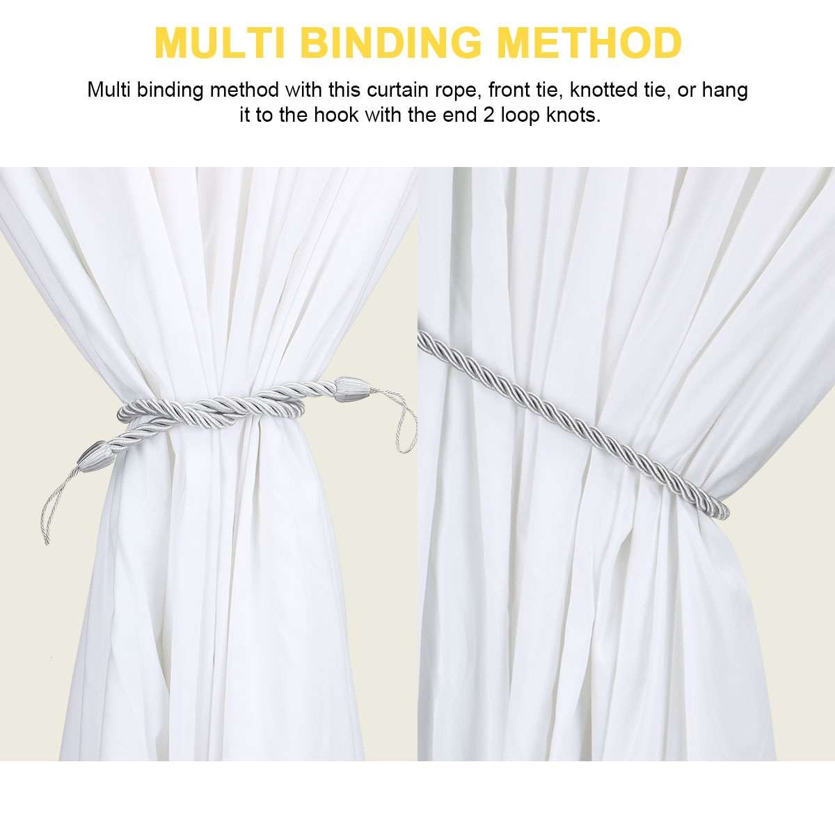 2/4X Curtain Rope Tie Backs Window Tieback Bandage Holdbacks Home Decor Handmade