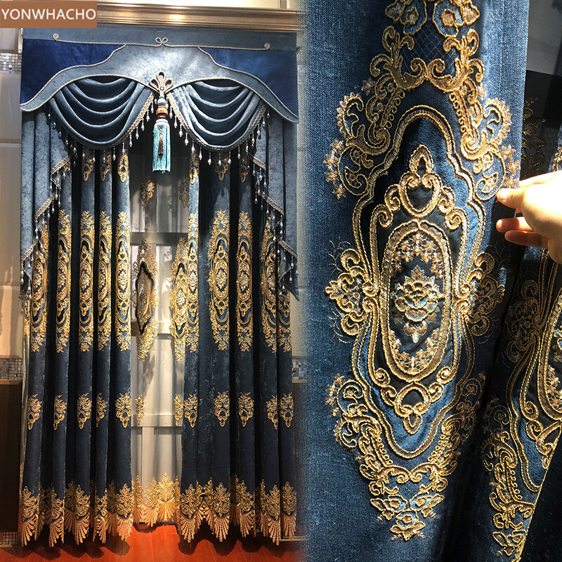 high-end living room chenille embroidery cloth blackout curtain valance B603*