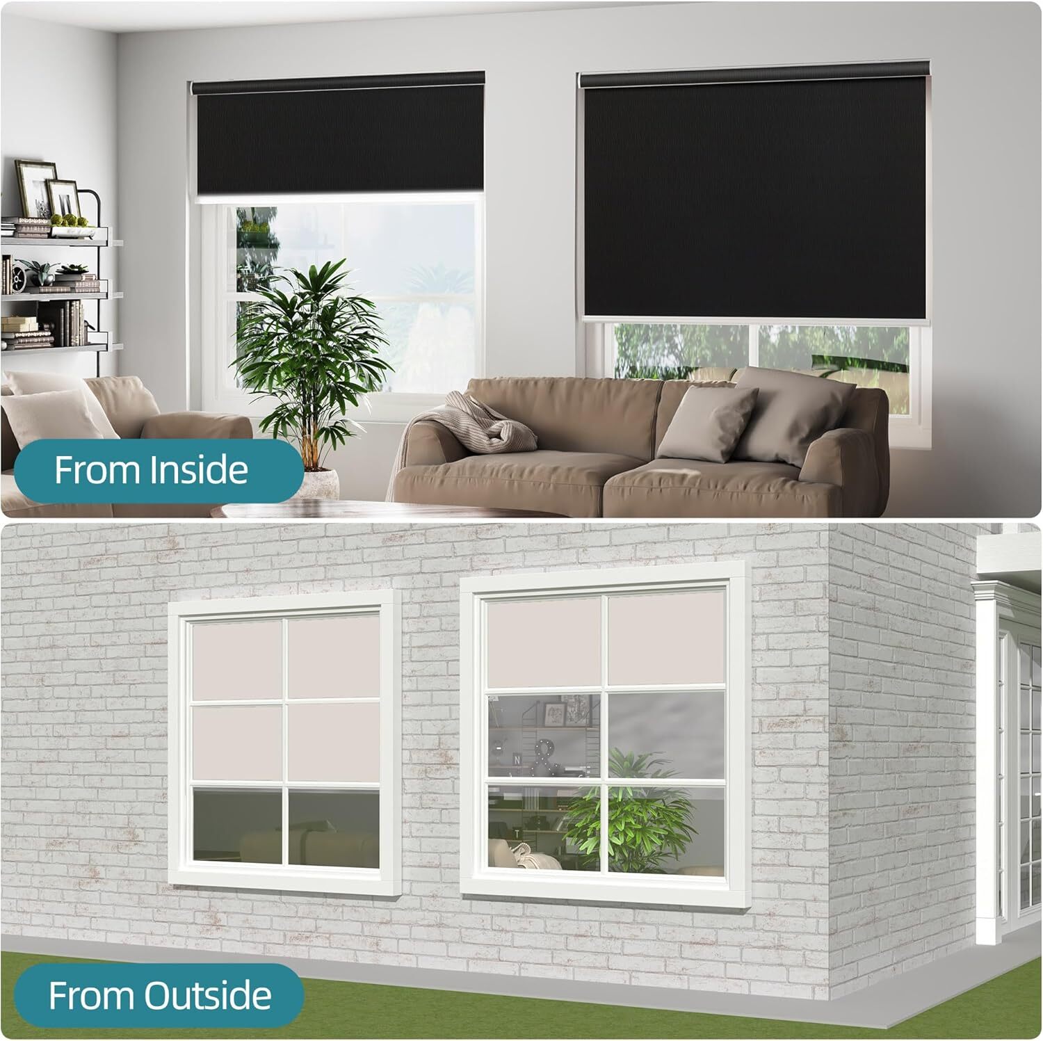 Changshade CUSTOM Blackout Cordless Roll-up Blinds Roller Shades Window Blinds