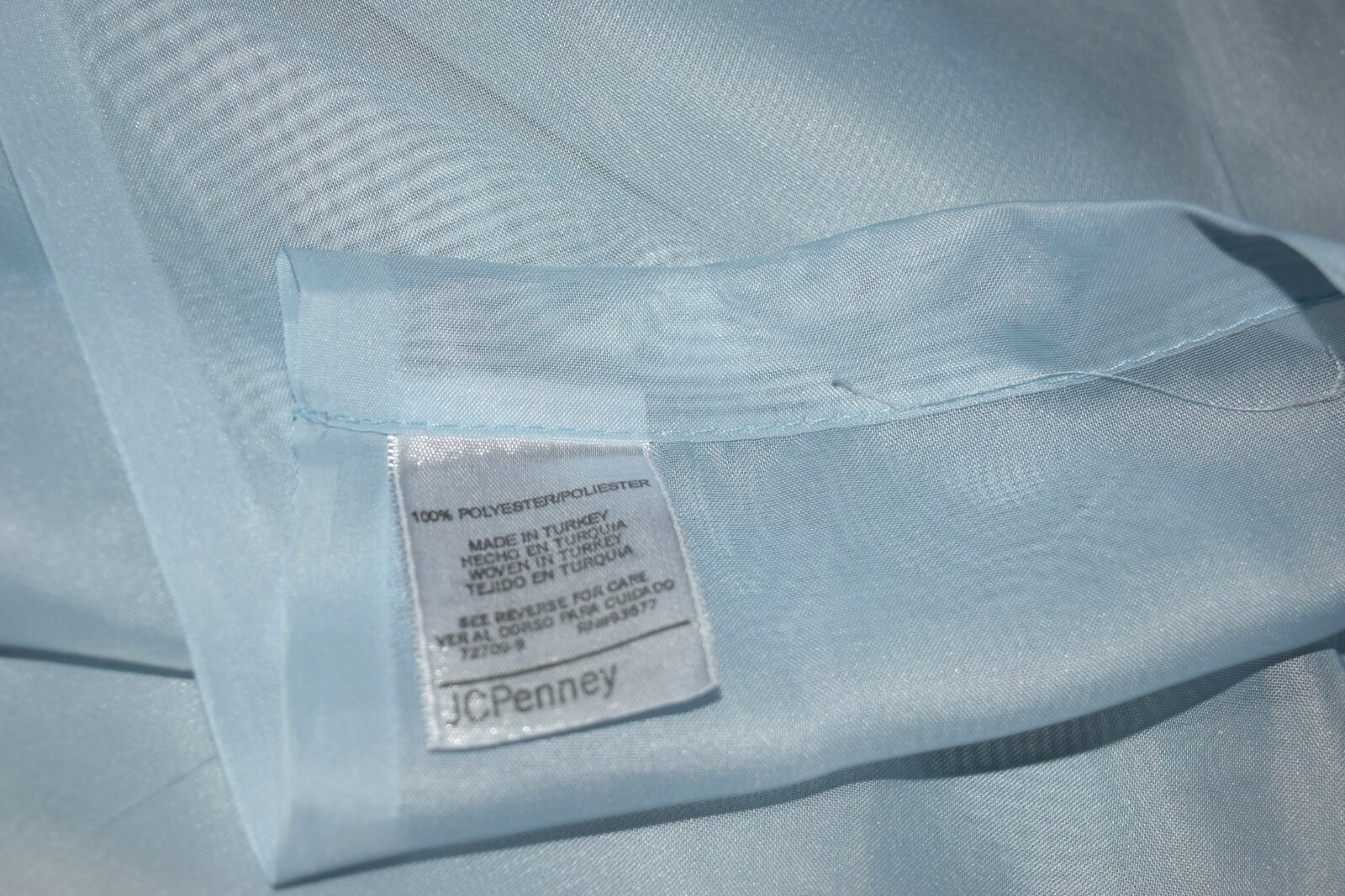 Vtg 80s JcPenney Sheer Blue Window Scarf Curtain Topper 60″x108″ Drape Decor