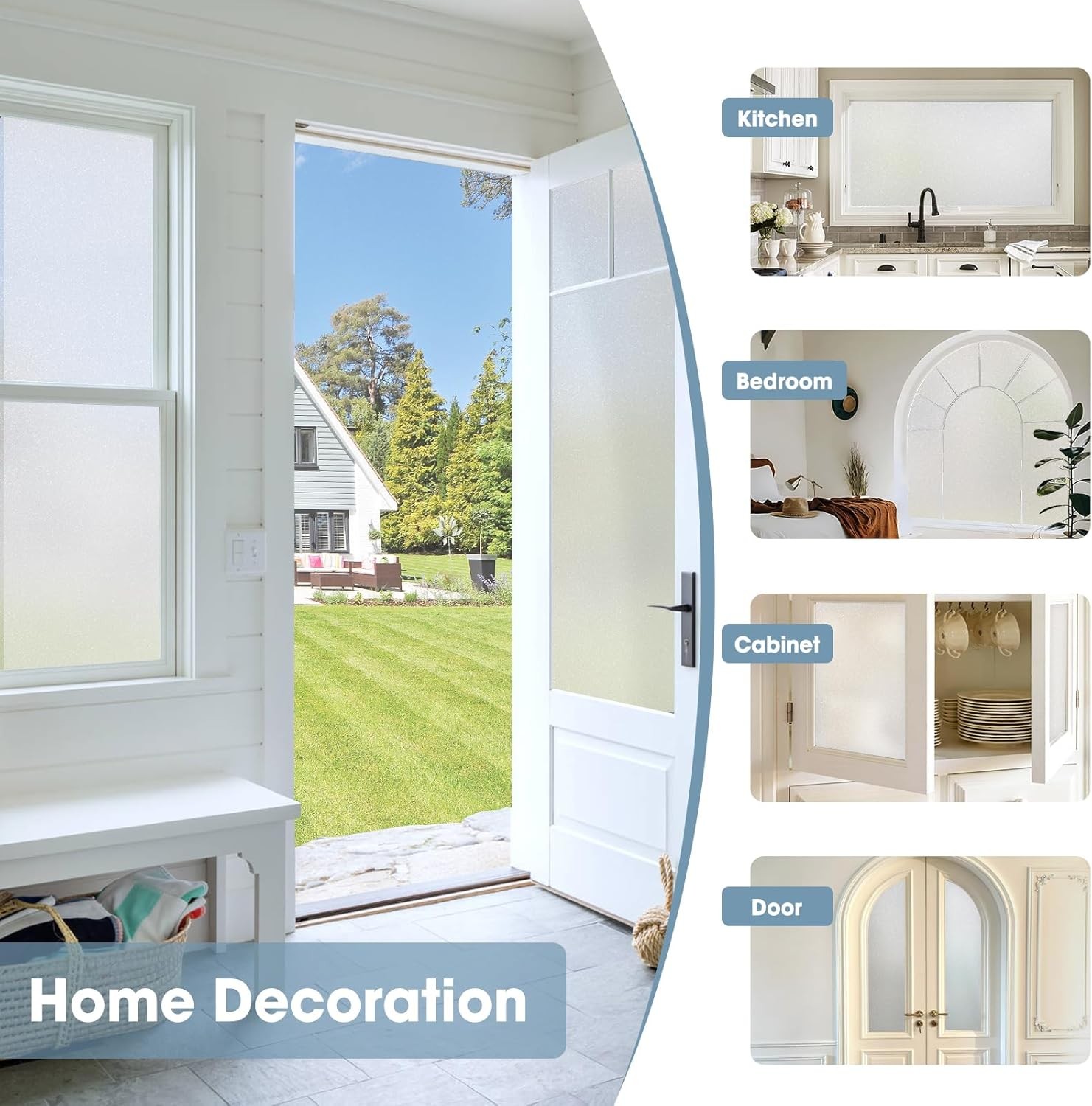 Frosted Glass Film Static Cling Office Bedroom Bathroom Home Window Tint