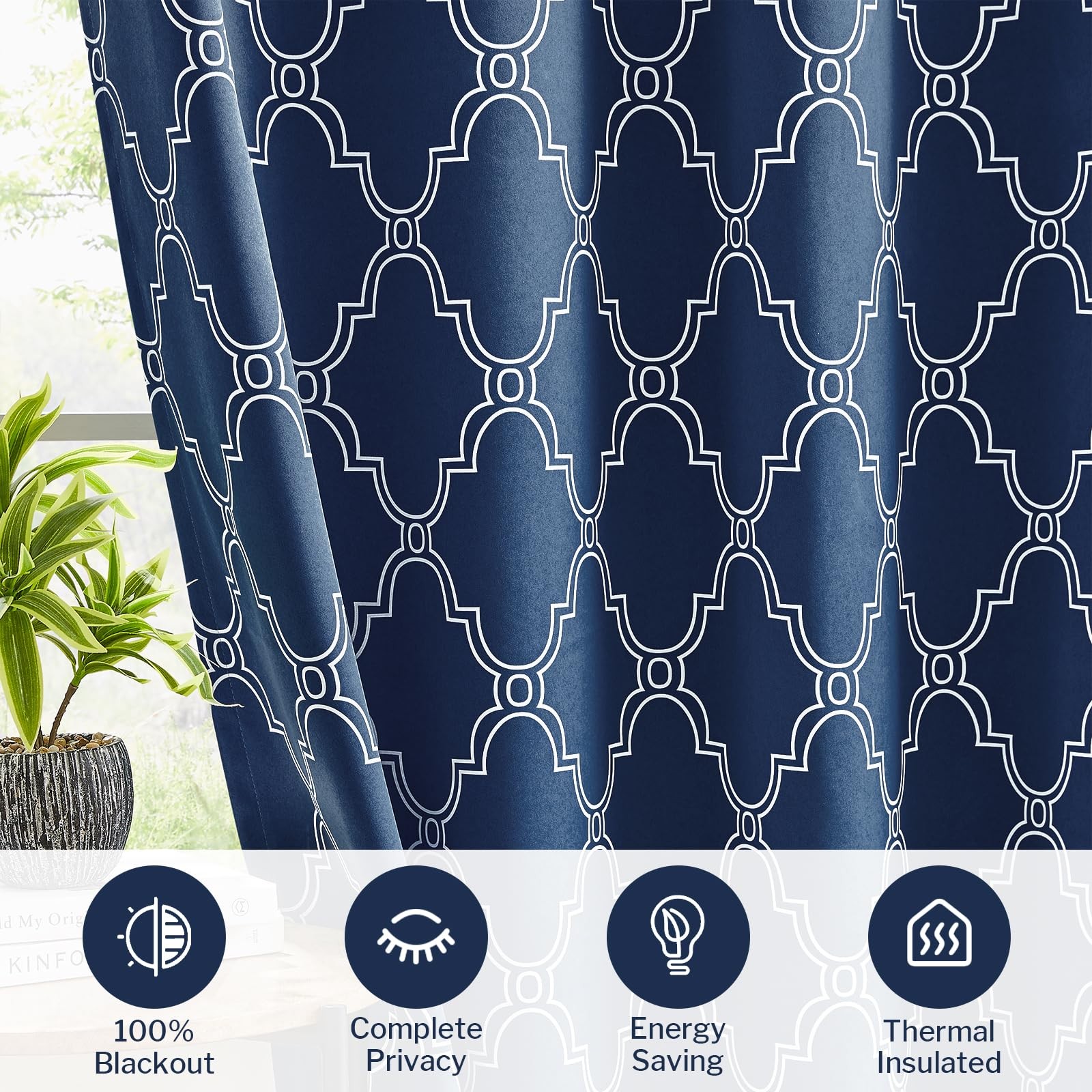 Melodieux 100 Blackout Curtains 96 Inches Long For Living Room Moroccan Style