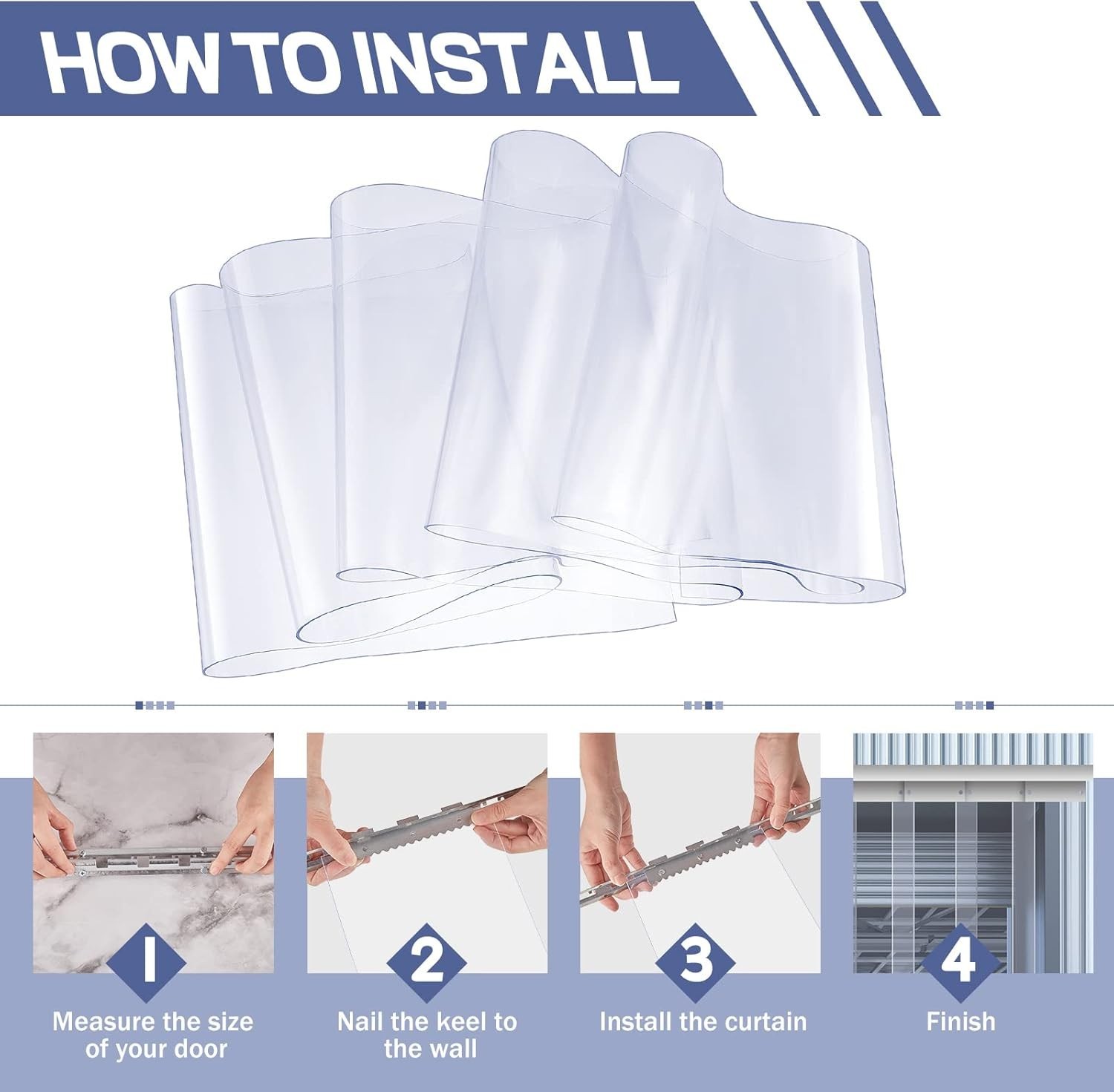 96 X 96 Inch PVC Strip Door Curtain Kit, Heavy Duty Waterproof Clear Door Curtai
