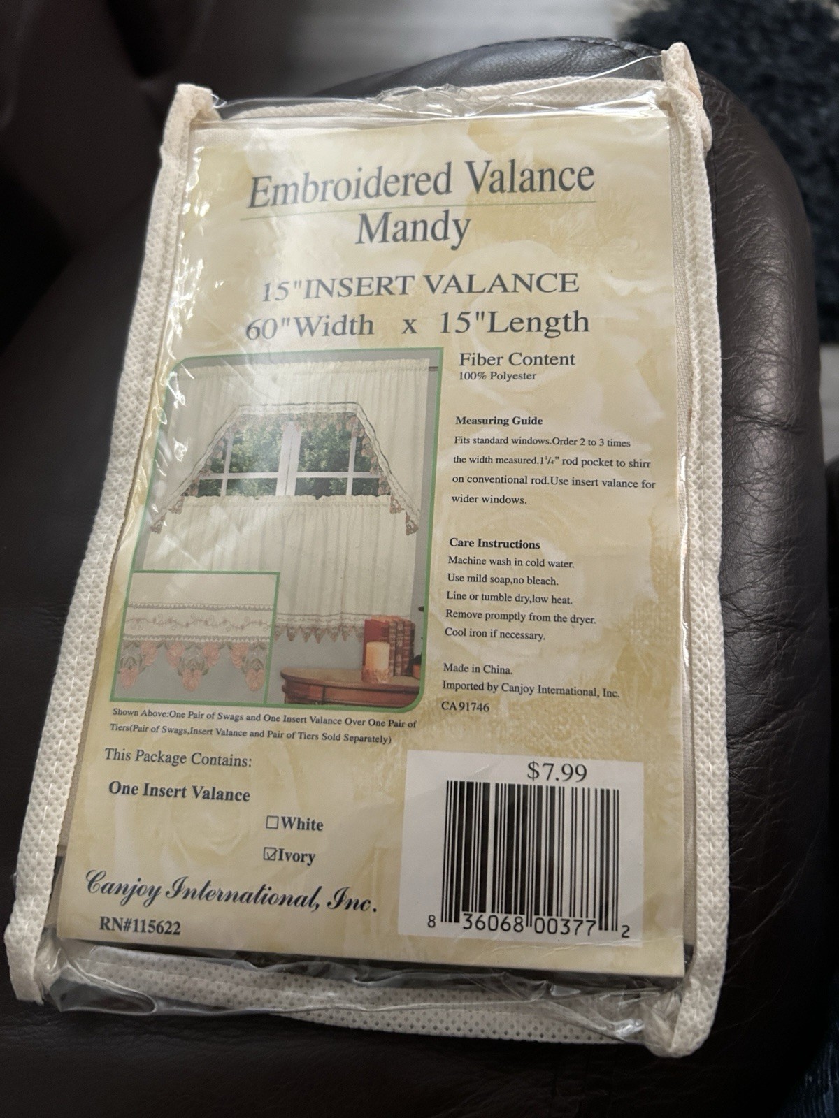 Vintage Home “Mandy” Valance Embroidered Ivory 60 X 15 New in Pack Canjoy Int