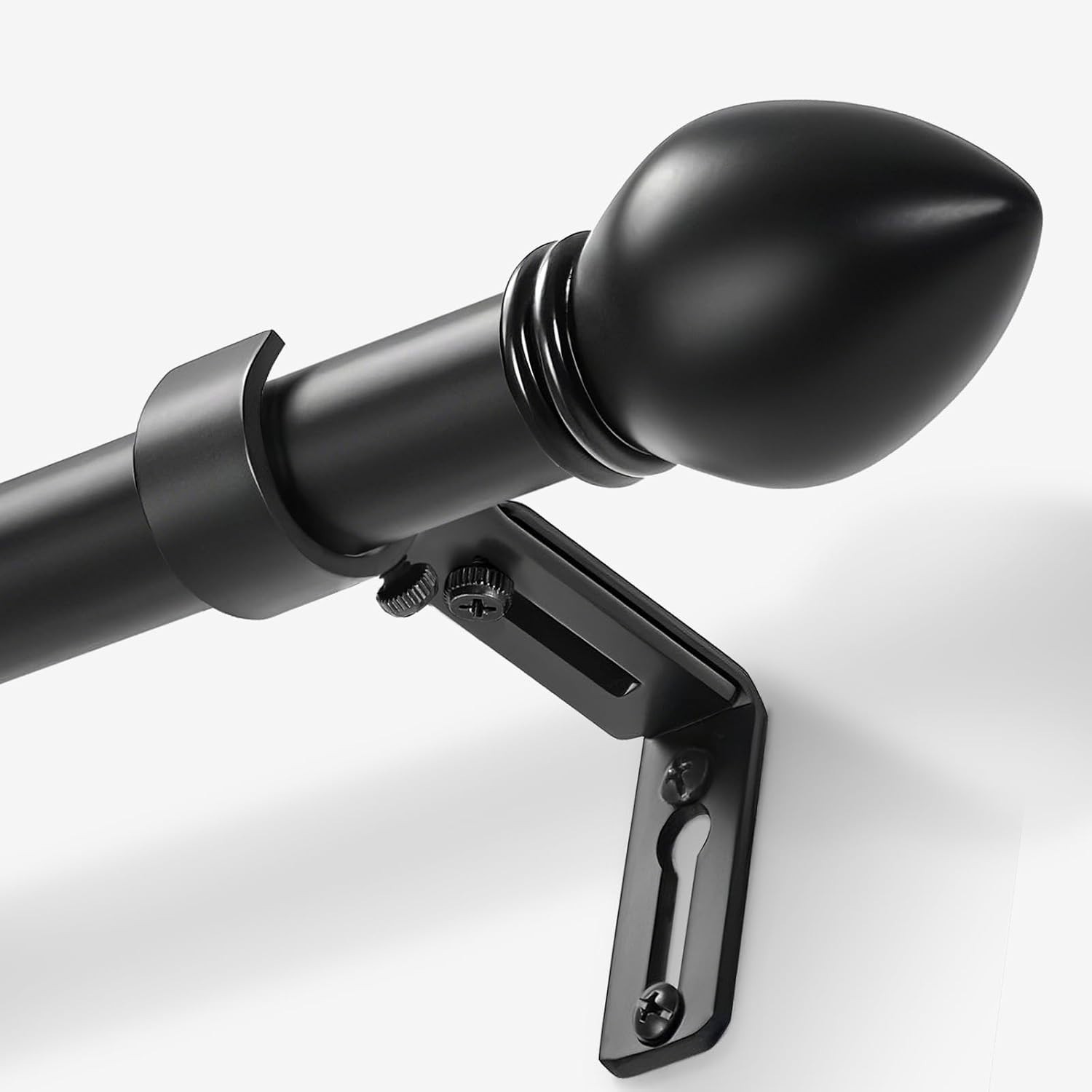 LLPJS Curtain Rods for Windows 16 to 136 inches, Black-with Modern Knobs