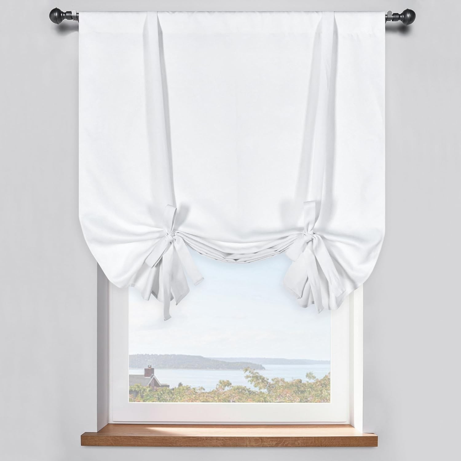 Balloon Shades Room Darkening Kitchen Window Curtain – 34″W x 45″H Pure White