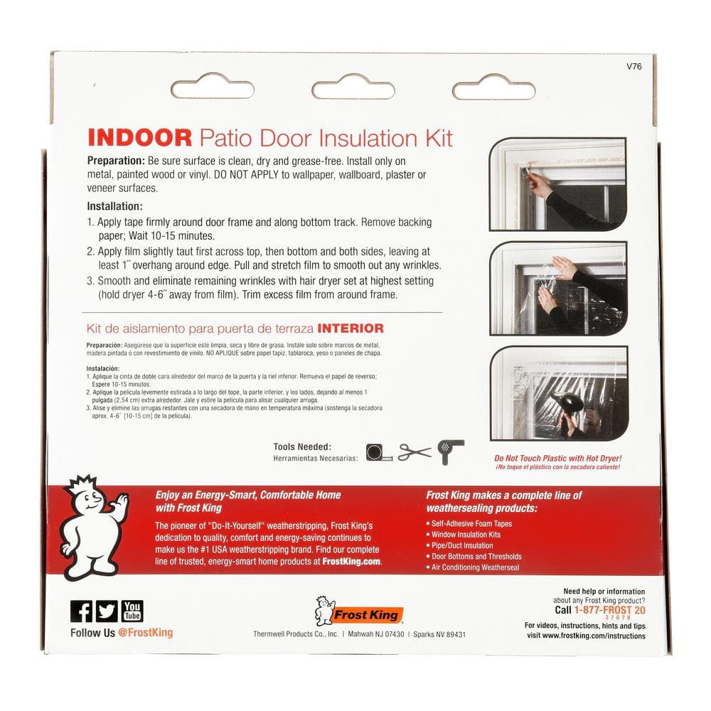NEW Clear Plastic Patio Indoor Shrink Window Kit 84 In. X 110 In. Patio Doors