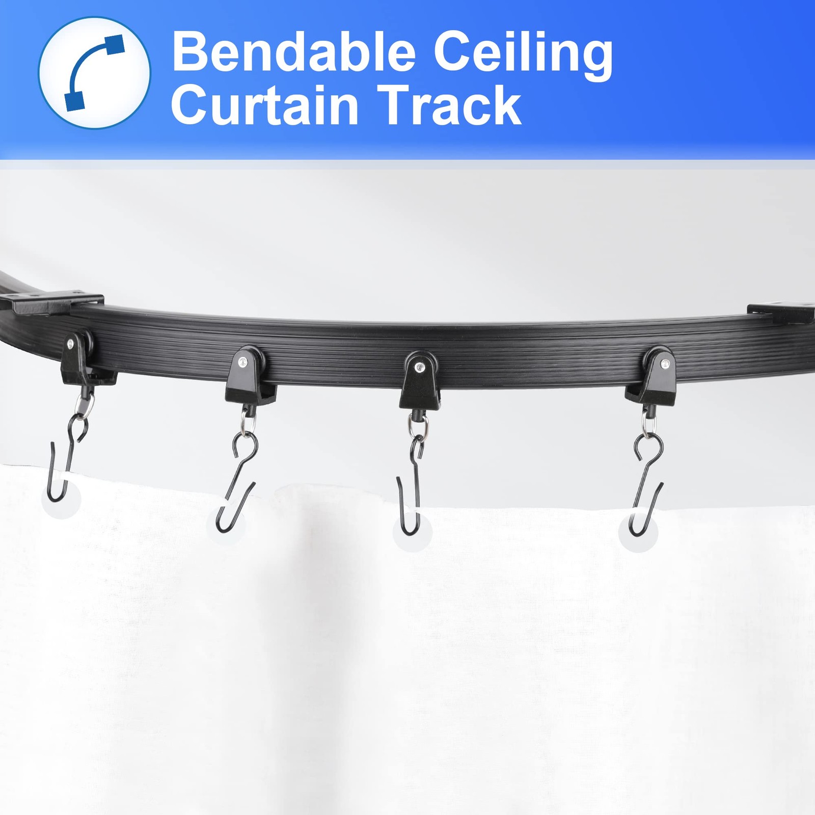Black Flexible Bendable Ceiling Curtain Track, Curved Ceiling Track for Curta…