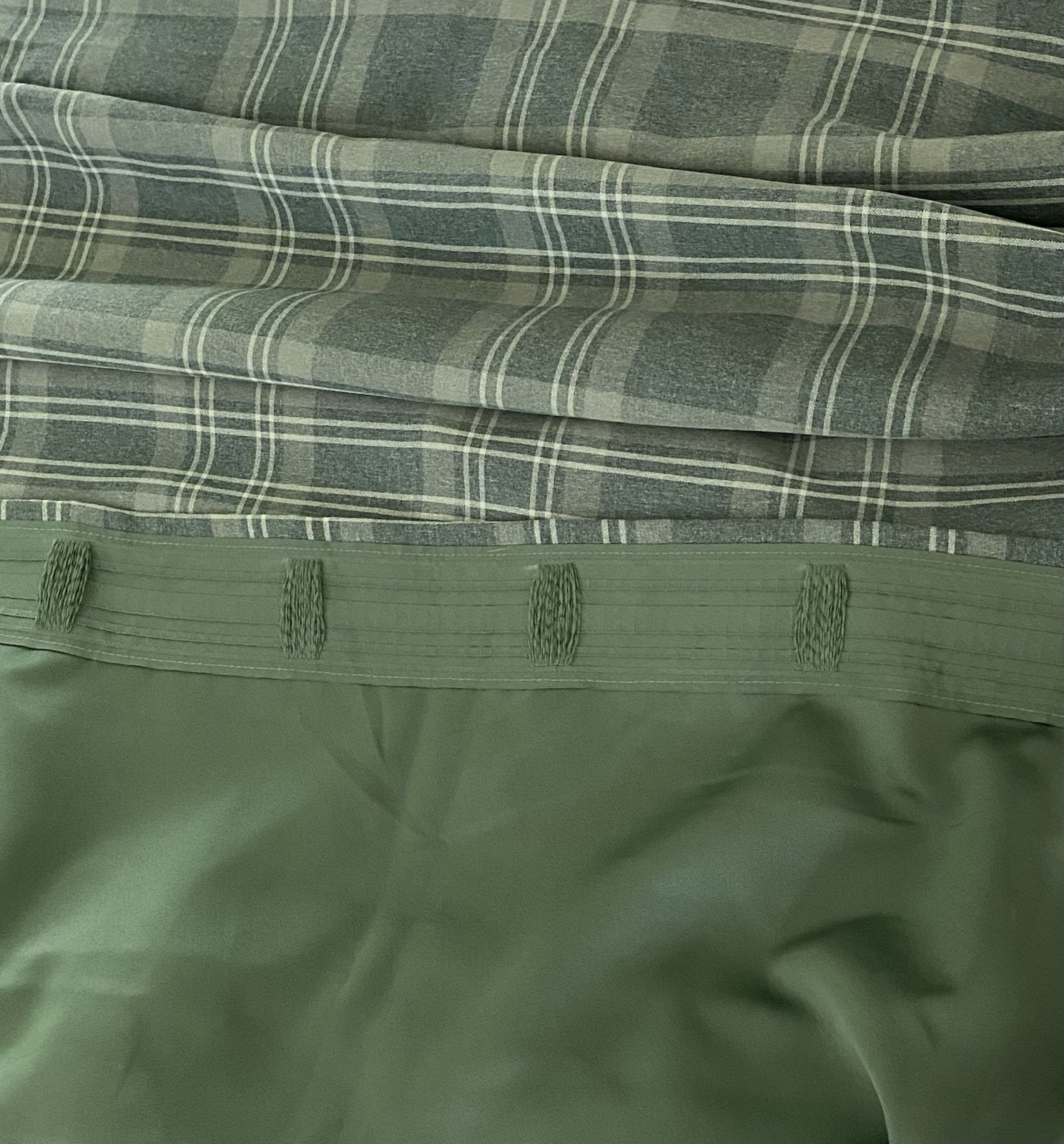 Ikea HAGGVECKMAL Dark Green Tartan Plaid Drapes 98” 2 Panels Curtains