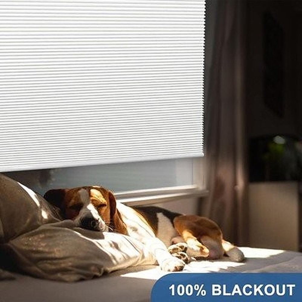 Cordless Blackout Cellular Shades Honeycomb 40×48″ White #R016
