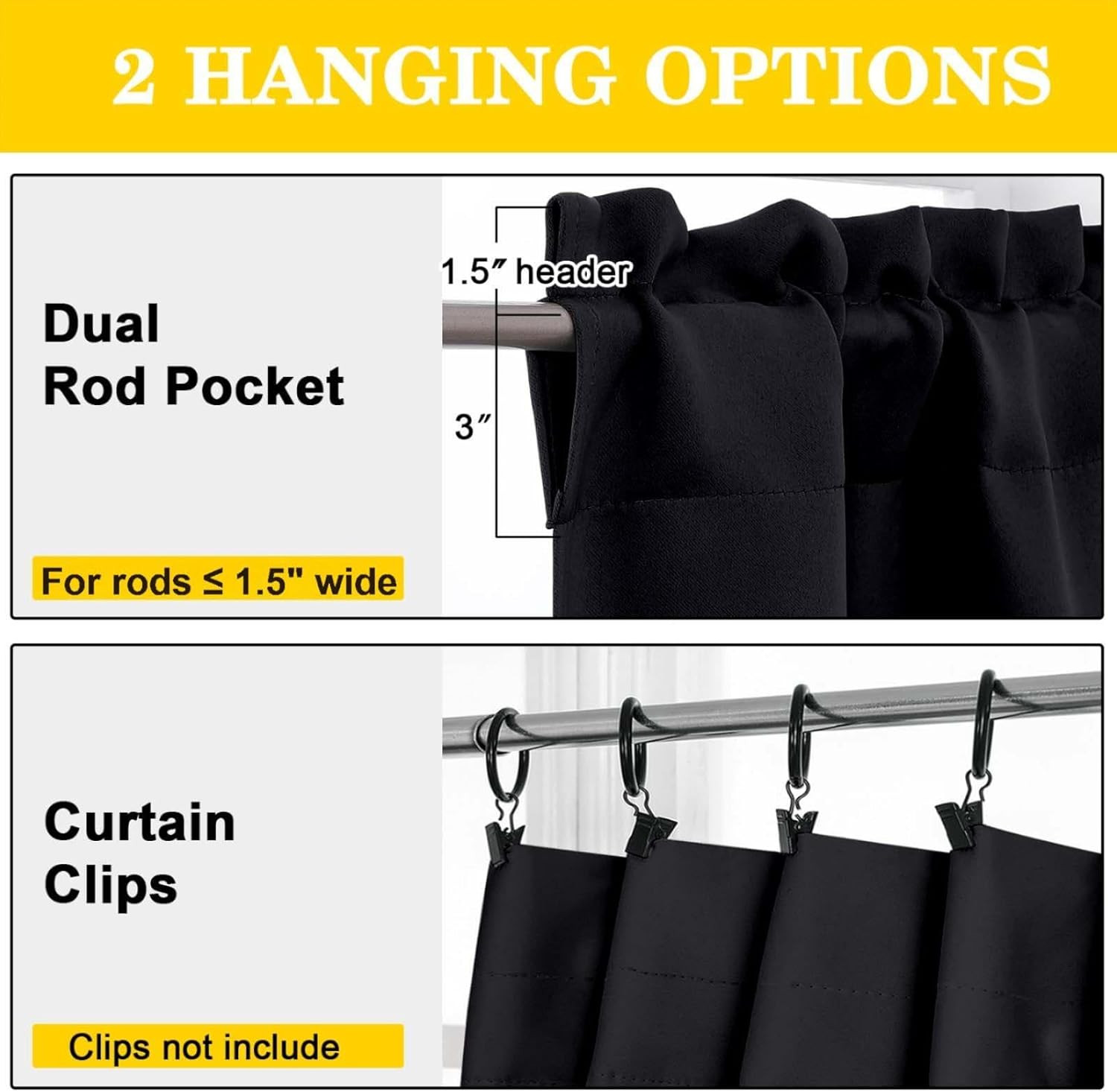 Cafe Curtains Tier 36 Inch Length 2 Panels, Short Thermal Insulated Room Darkeni