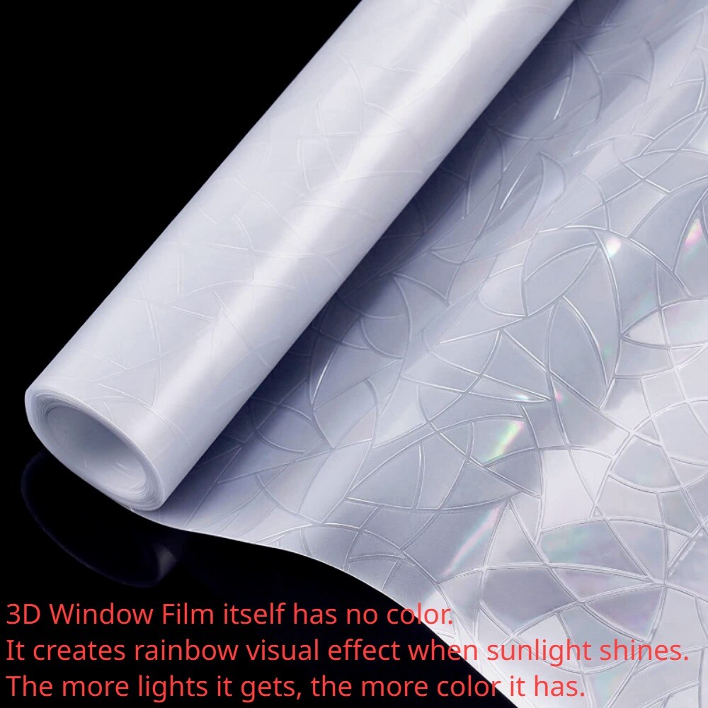 rabbitgoo Frosted Window Film Privacy Static Cling Stained Glass Film Decoration