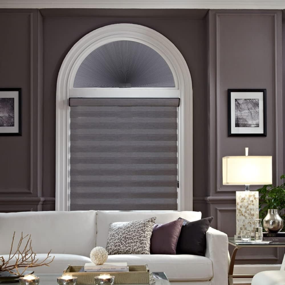 Arch Window Shades Half Circle Round Blackout Pleated Blinds radius 36″ Dual