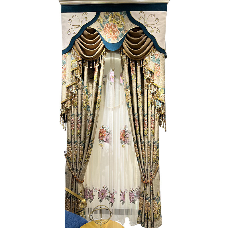 high-grade European jacquard chenille relief thick valance curtain tulle M1560