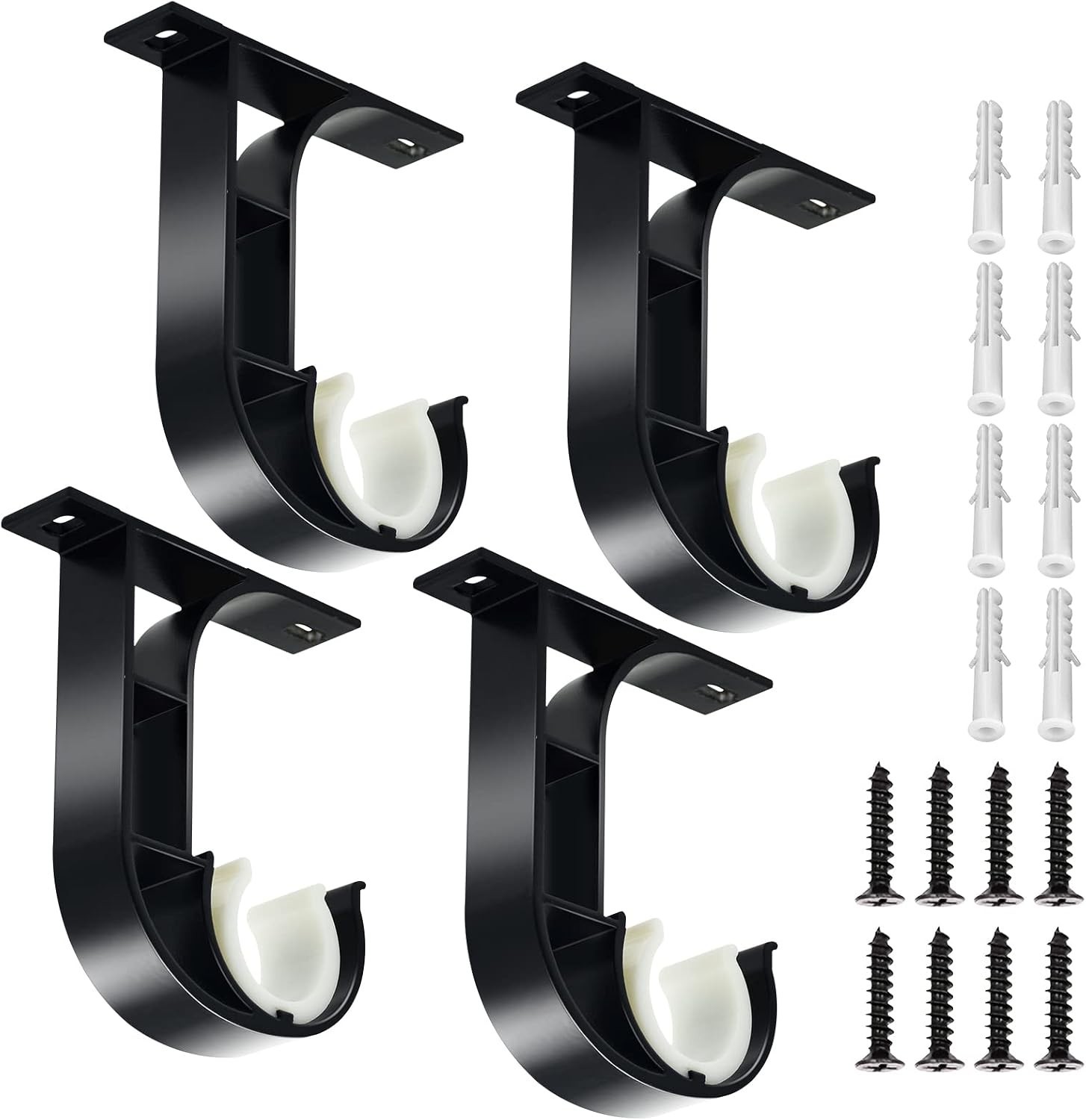 Ceiling Curtain Rod Bracket, 4 Pack Heavy Duty Curtain Rod Holders, Aluminum …