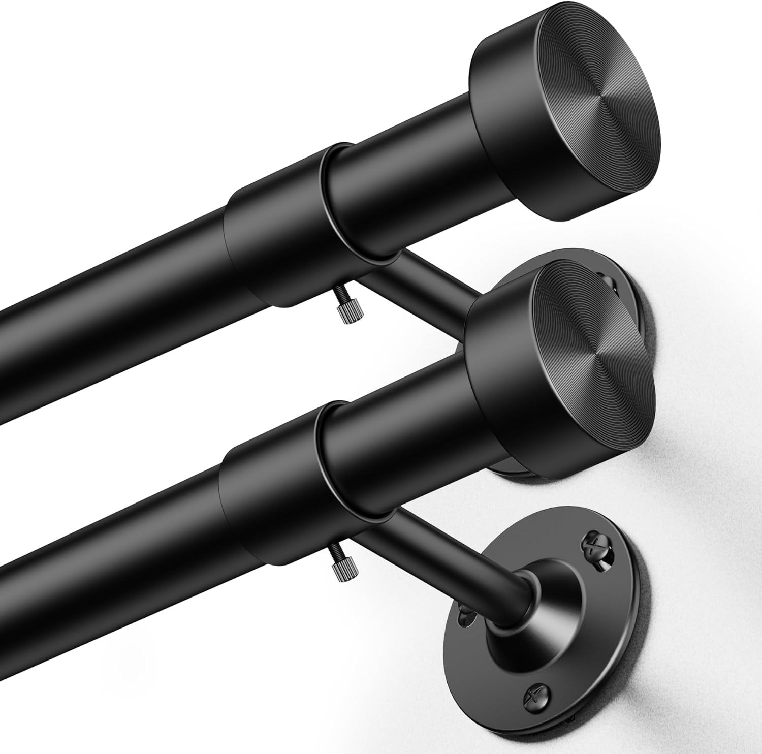 Heavy Duty Curtain Rods 32-150 Inch, 1 Inch Adjustable Black Curtain Rod for Win
