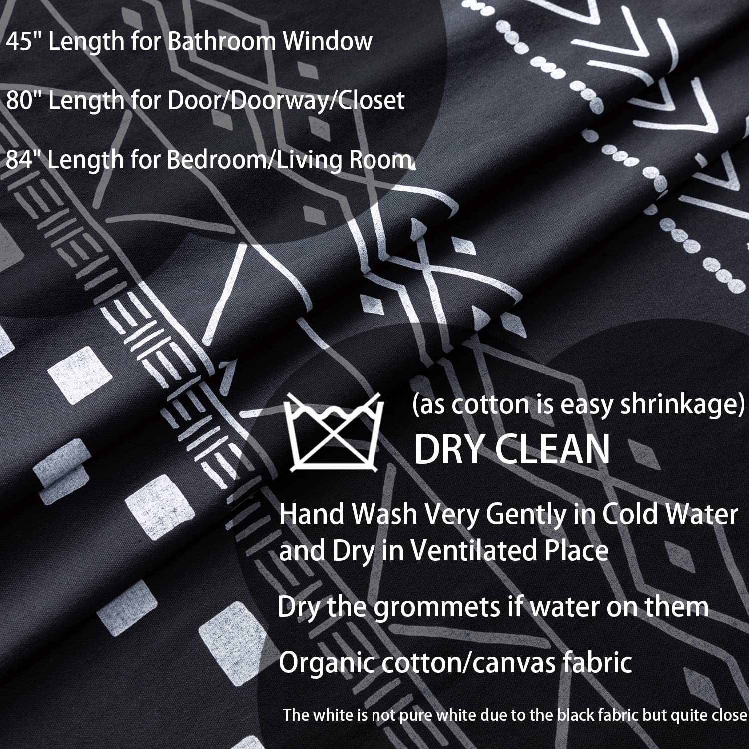 Black Curtains 84 Inches Long for Living Room,Beautiful Vintage Opaque Sheer/Sem