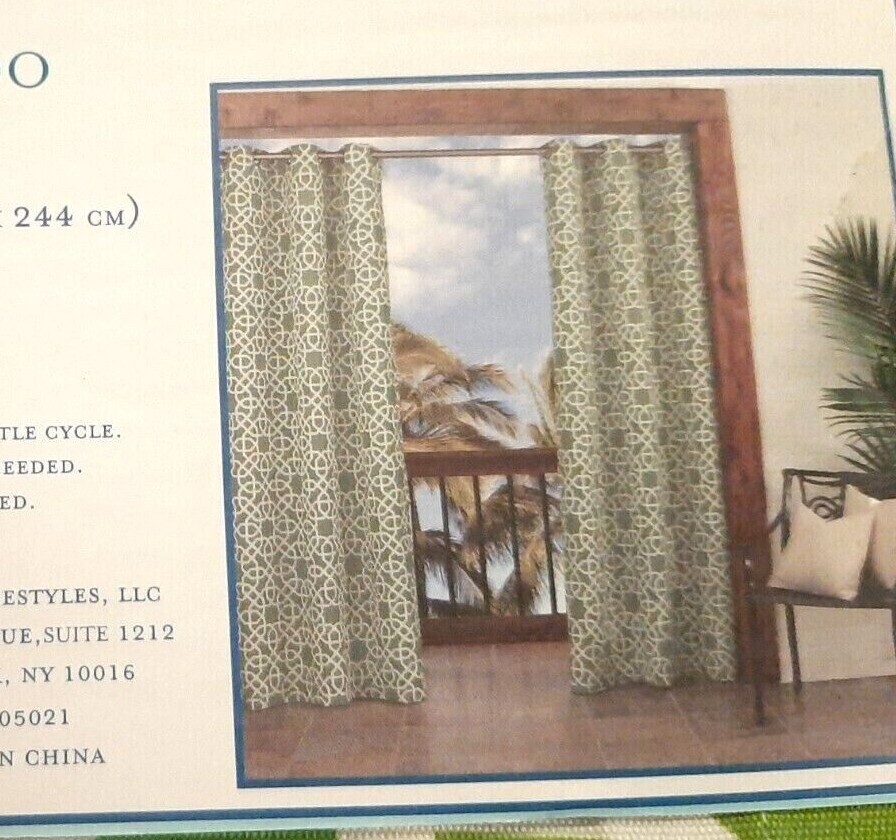 PR 44×96 Ellery MOROCCAN GEO INDOOR OUTDOOR CURTAIN PANELS TEAL BLUE